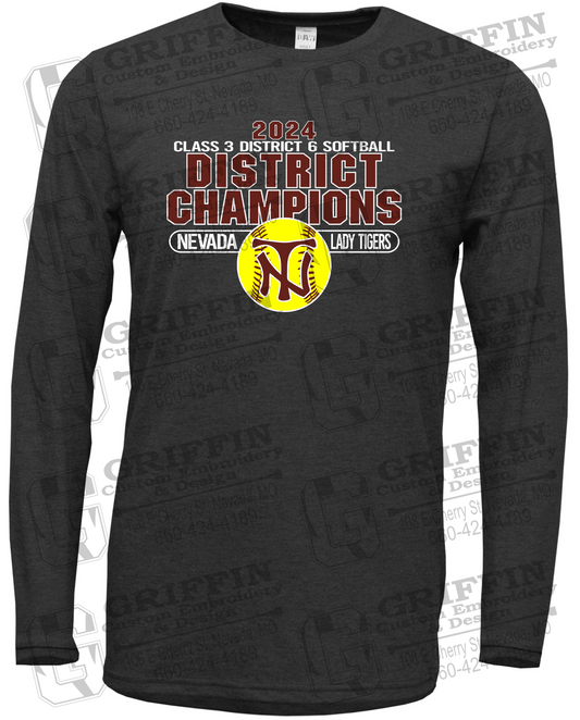 Soft-Tek Long Sleeve T-Shirt - Softball 2024 District Champions - Nevada Tigers 25-P