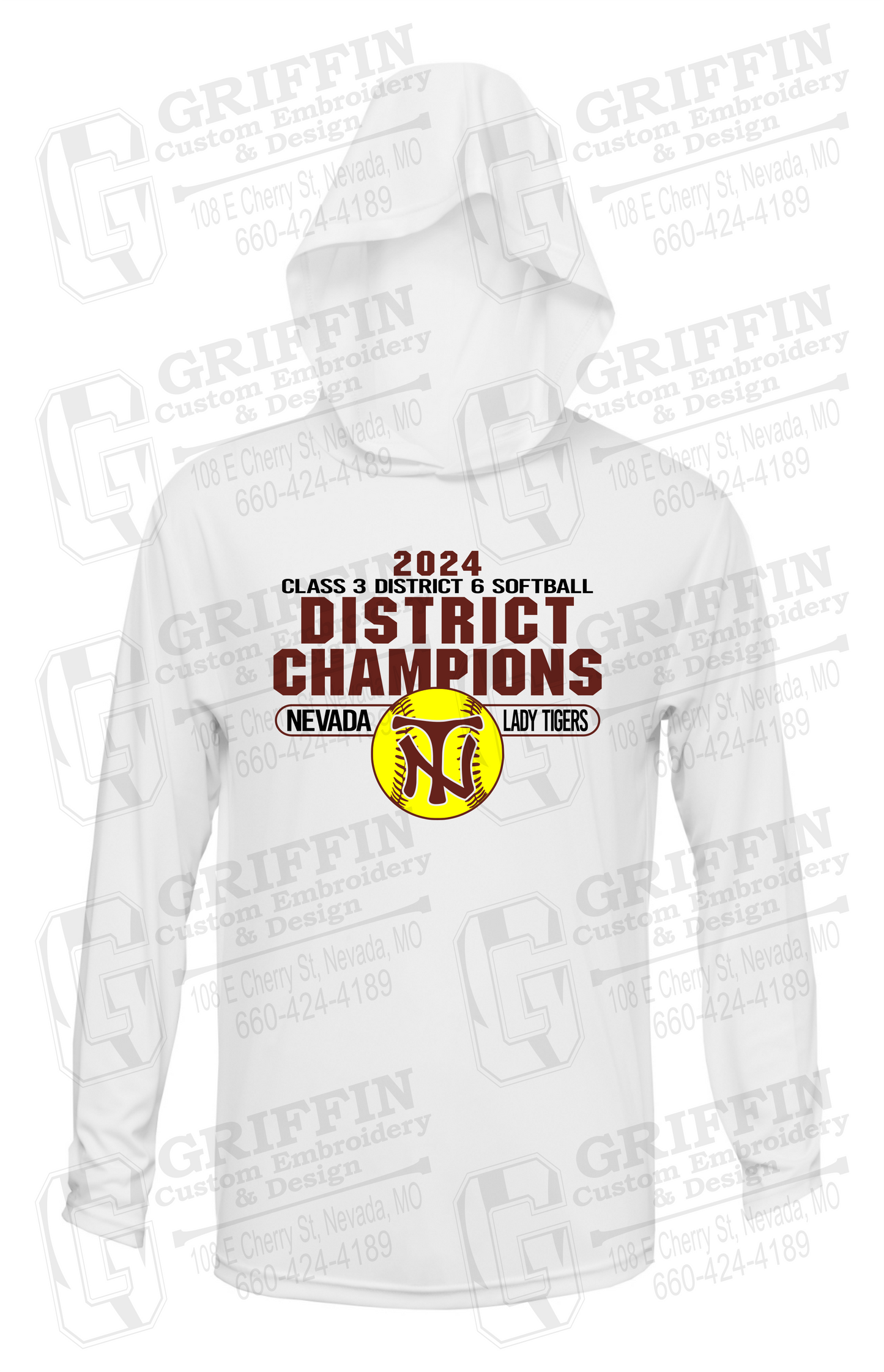 Dry-Fit T-Shirt Hoodie - Softball 2024 District Champions - Nevada Tigers 25-P