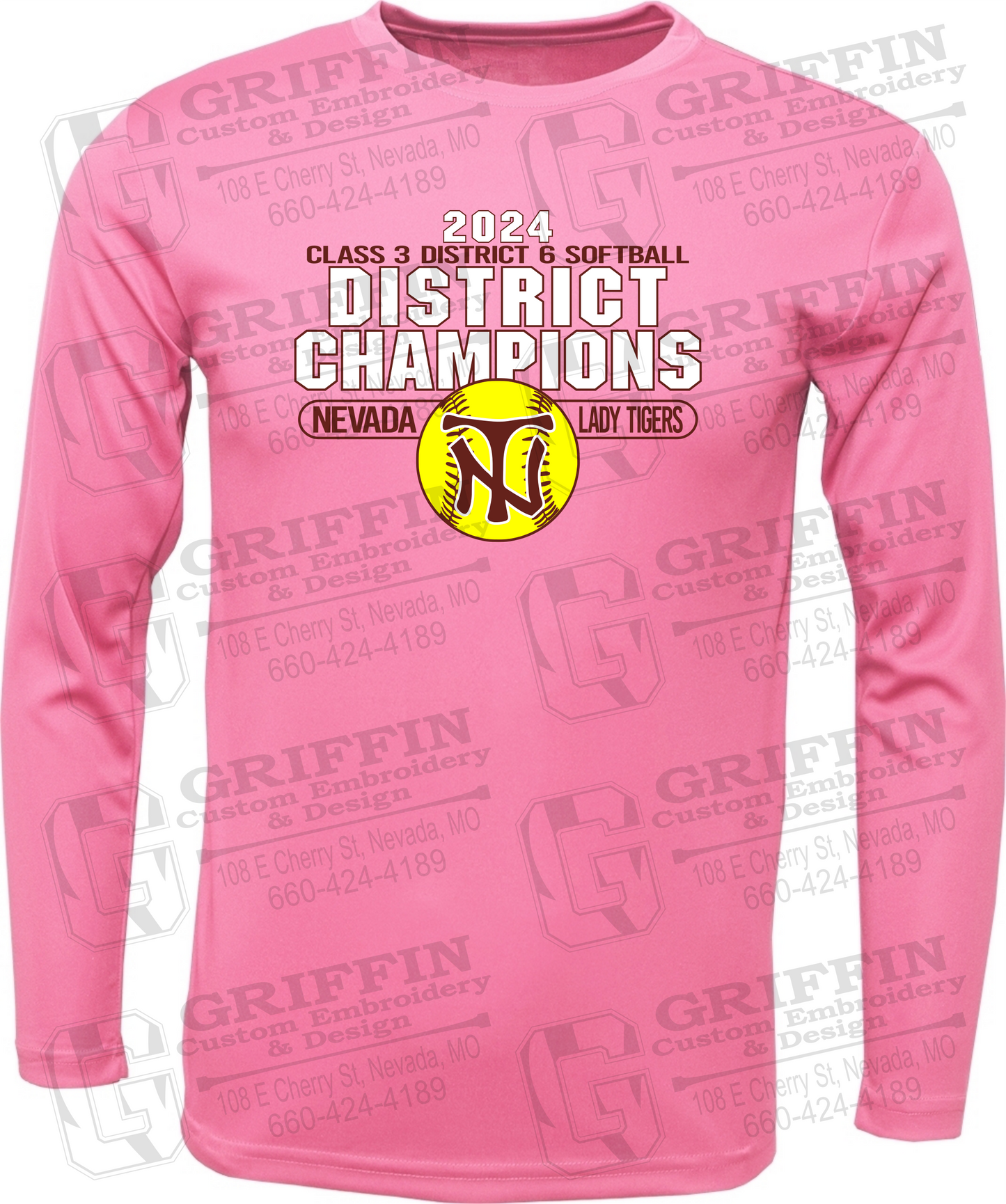 Toddler Dry-Fit Long Sleeve T-Shirt - Softball 2024 District Champions - Nevada Tigers 25-P