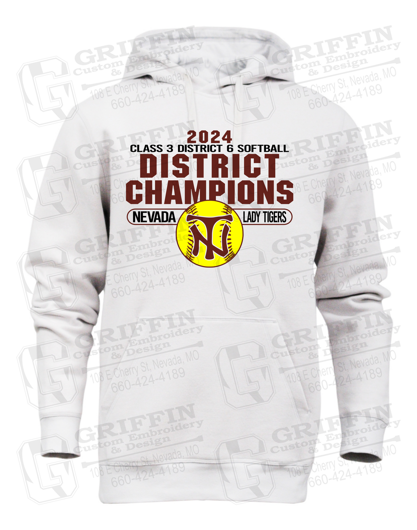 Heavyweight Fleece Hoodie - Softball 2024 District Champions - Nevada Tigers 25-P