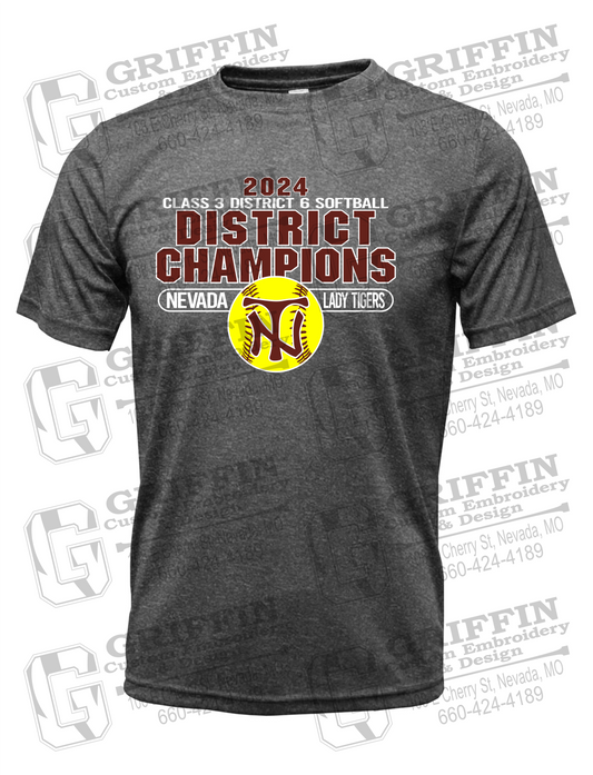 Dry-Fit Short Sleeve T-Shirt - Softball 2024 District Champions - Nevada Tigers 25-P