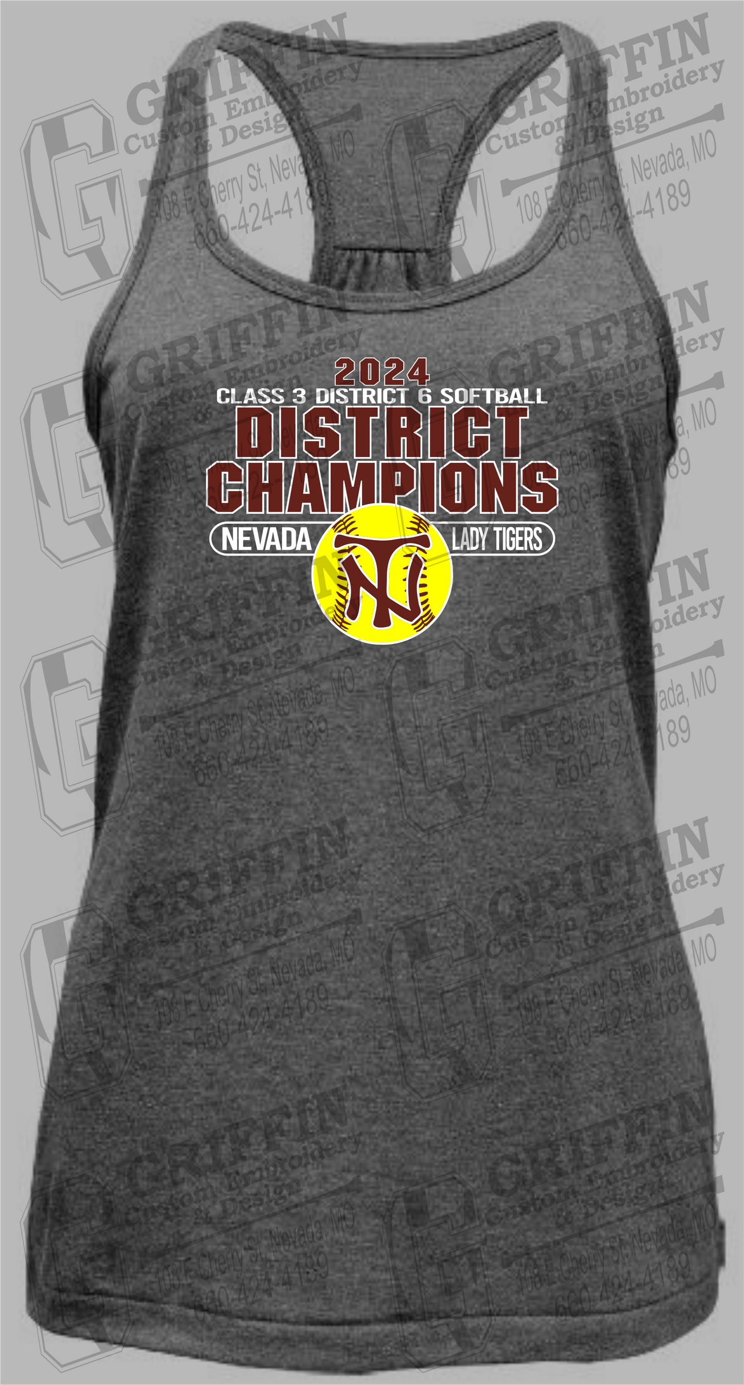 Womens Tri-Blend Tank Top - Softball 2024 District Champions - Nevada Tigers 25-P