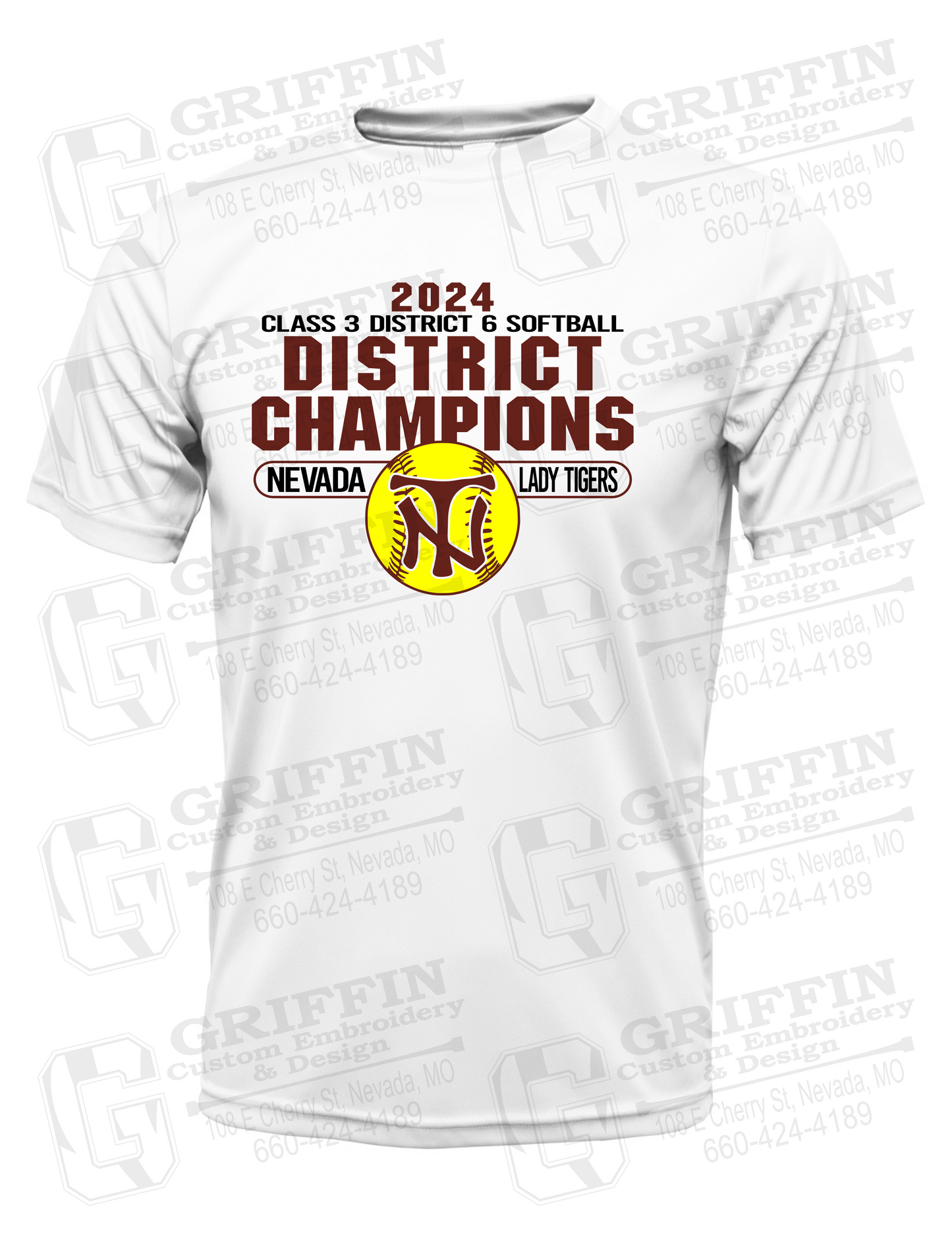 Dry-Fit Short Sleeve T-Shirt - Softball 2024 District Champions - Nevada Tigers 25-P