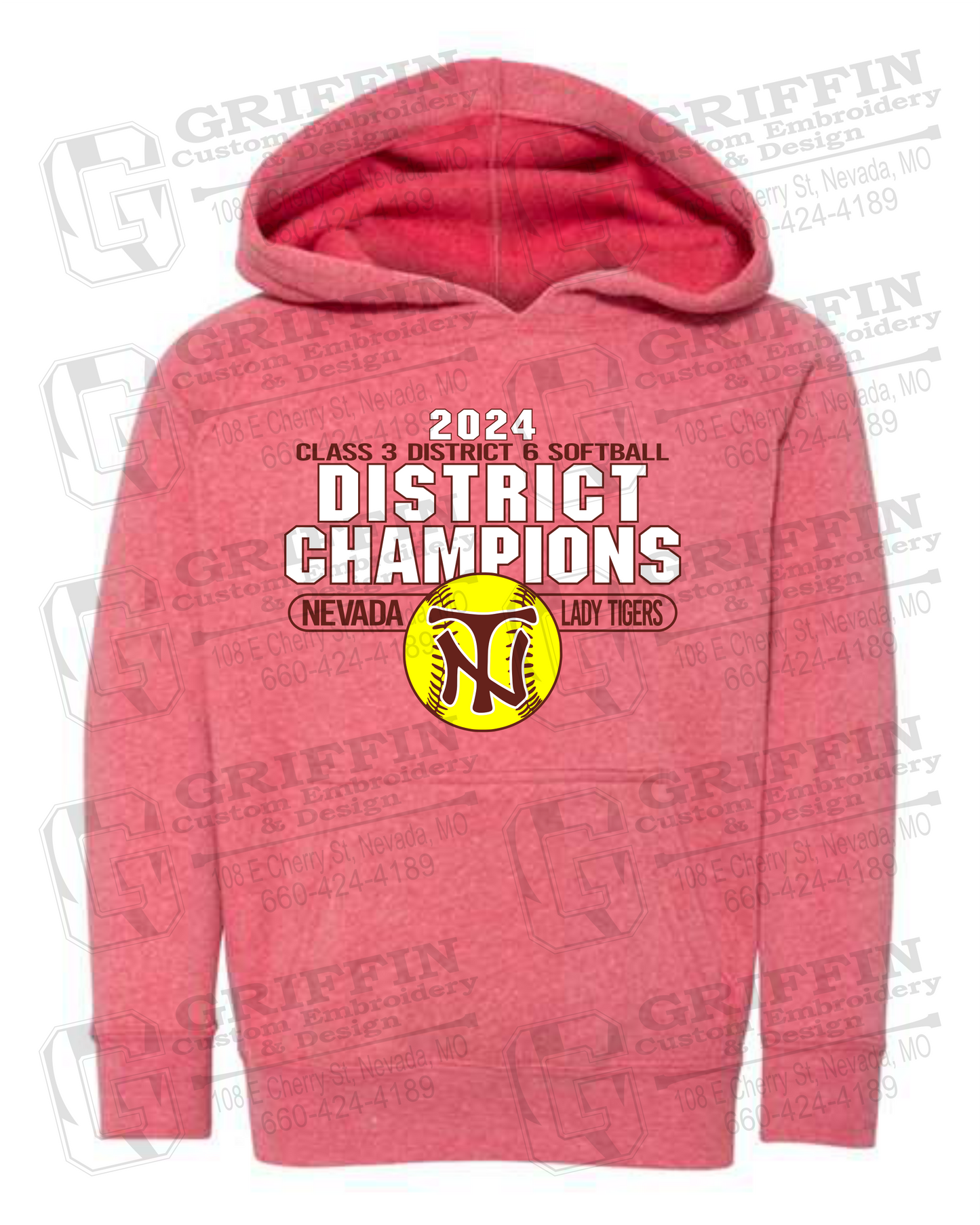 Toddler Hoodie - Softball 2024 District Champions - Nevada Tigers 25-P