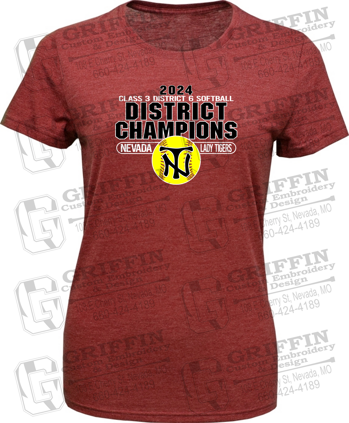 Womens Tri-Blend T-Shirt - Softball 2024 District Champions - Nevada Tigers 25-P