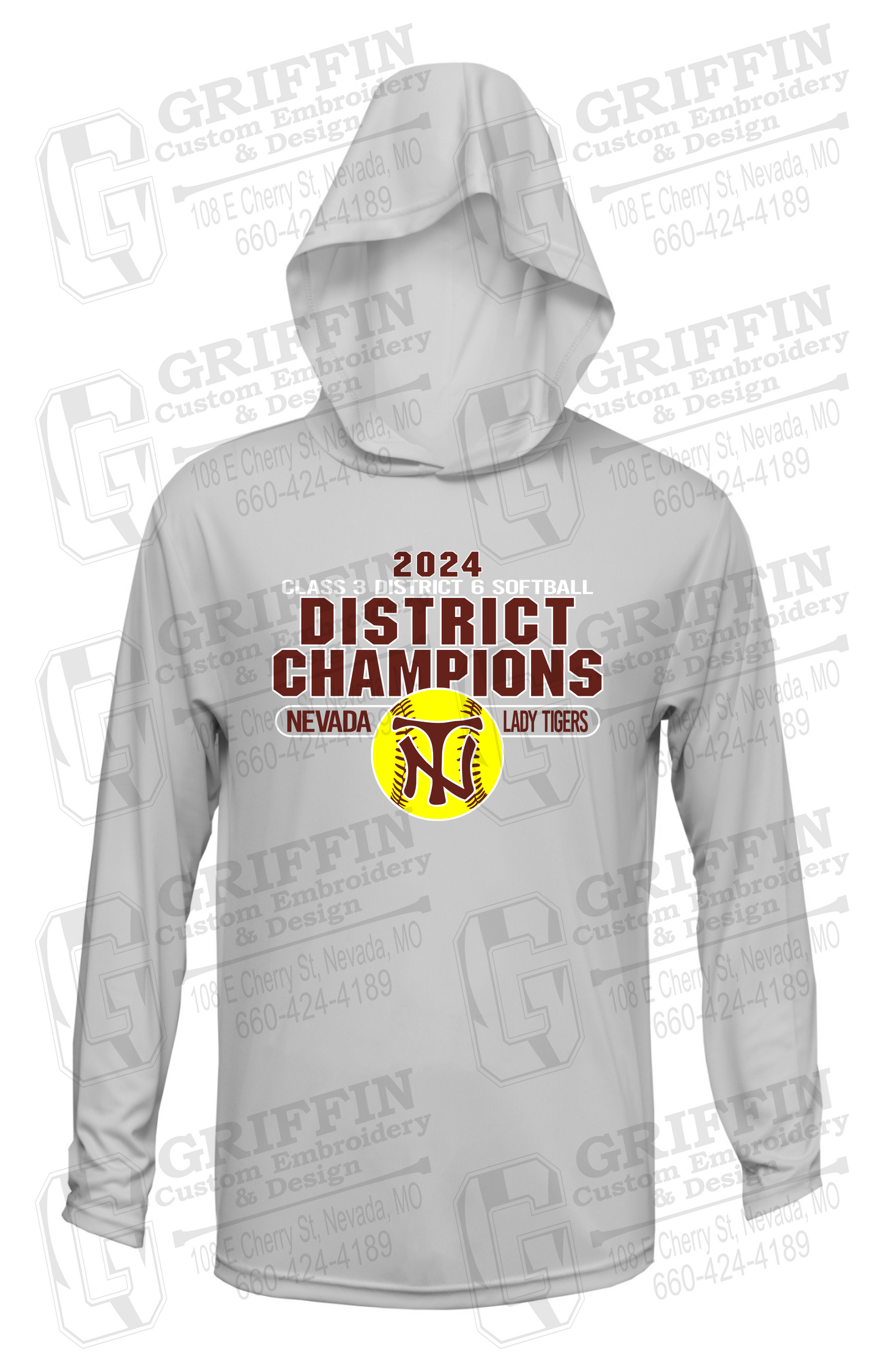 Dry-Fit T-Shirt Hoodie - Softball 2024 District Champions - Nevada Tigers 25-P