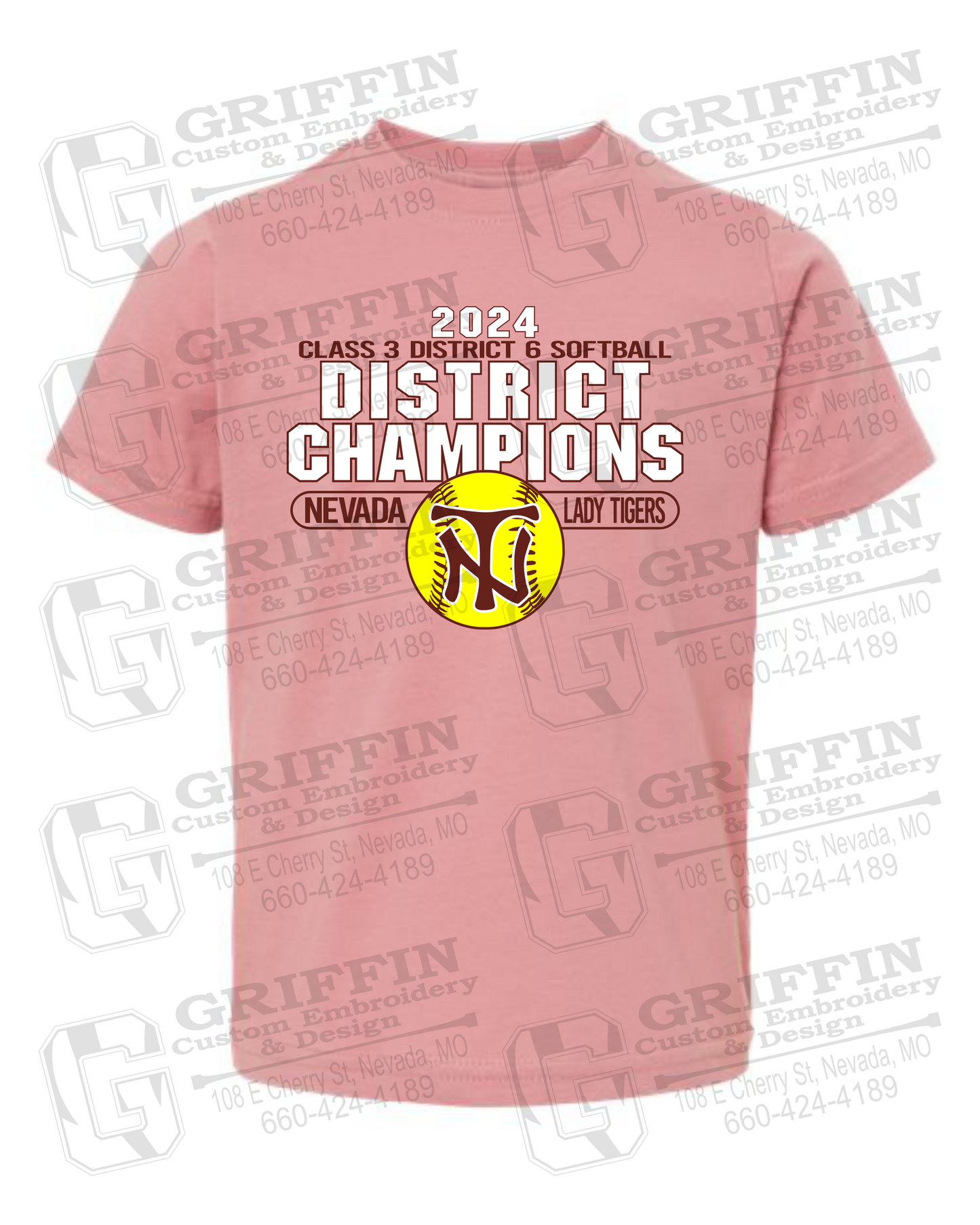 Toddler/Infant Cotton T-Shirt - Softball 2024 District Champions - Nevada Tigers 25-P