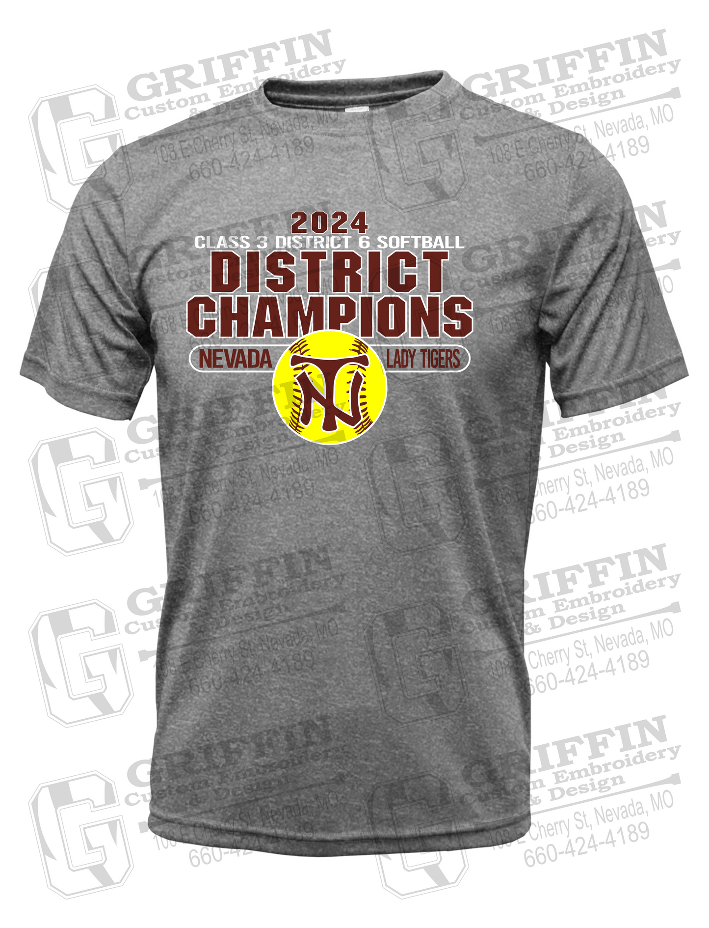 Dry-Fit Short Sleeve T-Shirt - Softball 2024 District Champions - Nevada Tigers 25-P