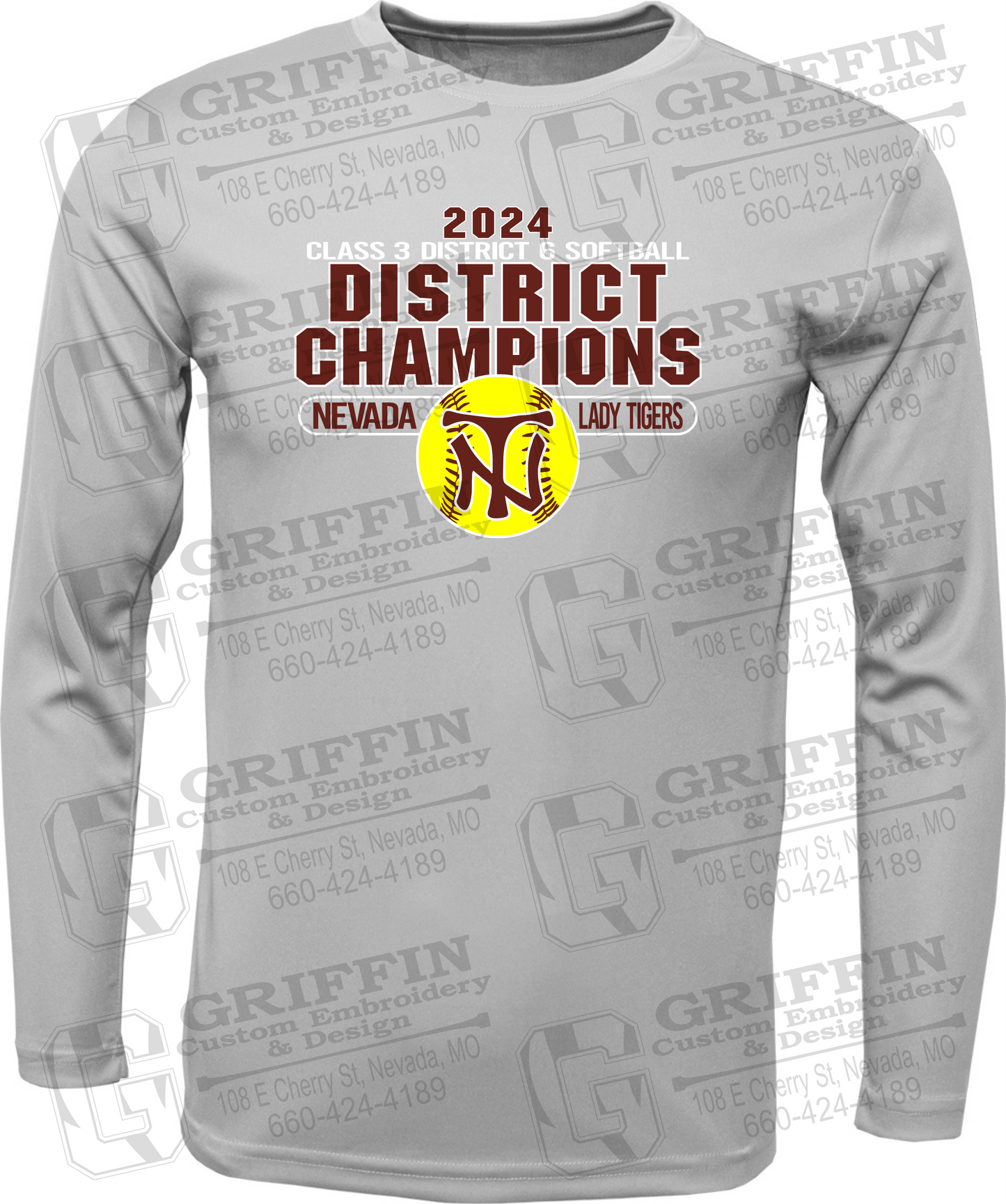 Toddler Dry-Fit Long Sleeve T-Shirt - Softball 2024 District Champions - Nevada Tigers 25-P