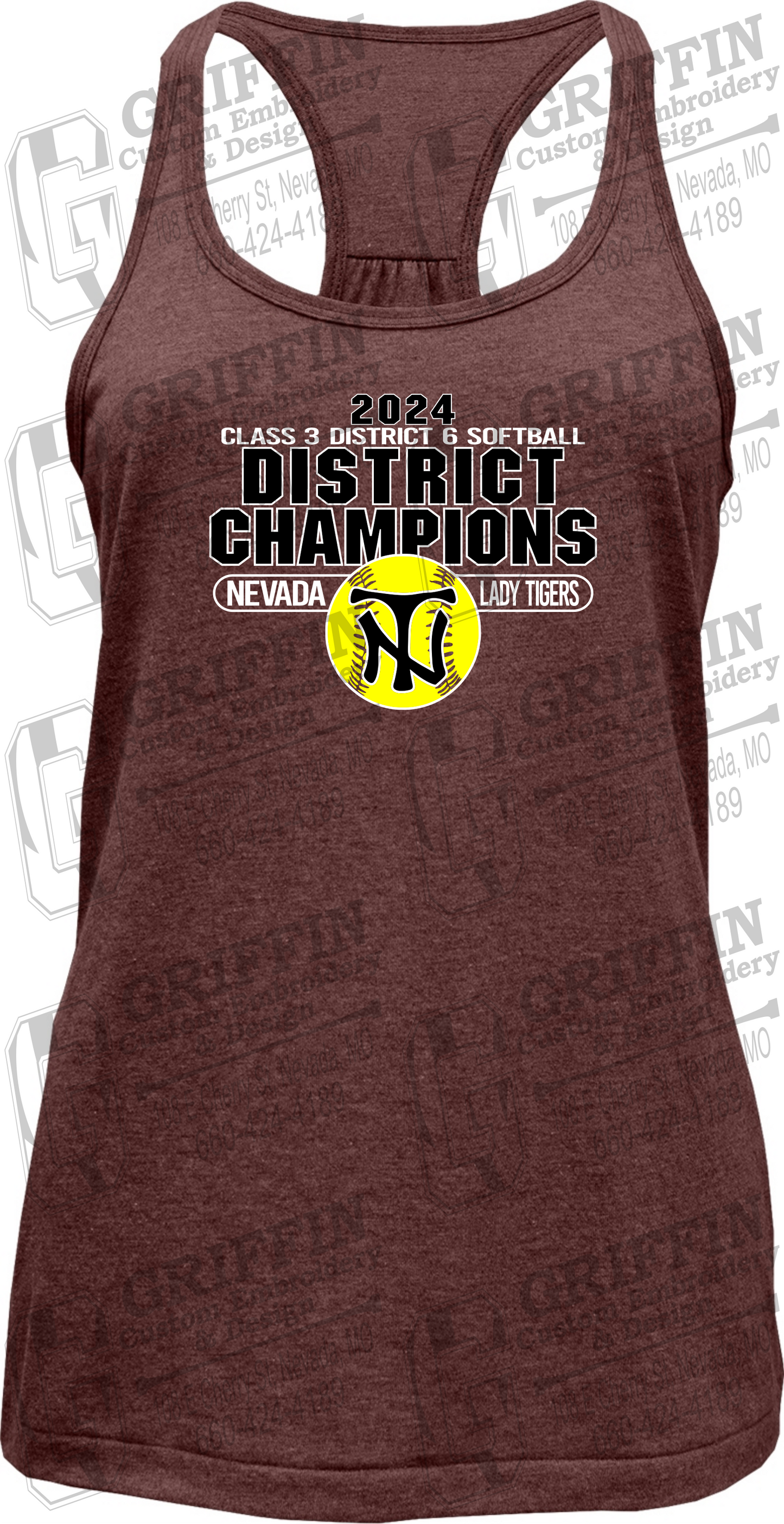 Womens Tri-Blend Tank Top - Softball 2024 District Champions - Nevada Tigers 25-P