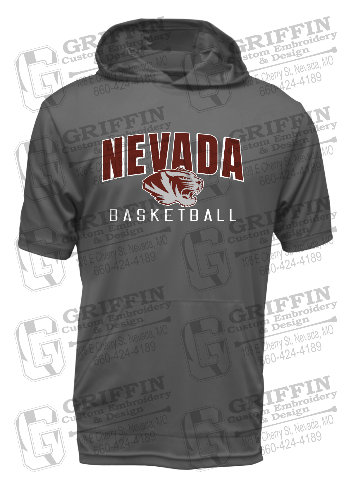 Dry-Fit Short Sleeve T-Shirt Hoodie - Basketball - Nevada Tigers 25-T