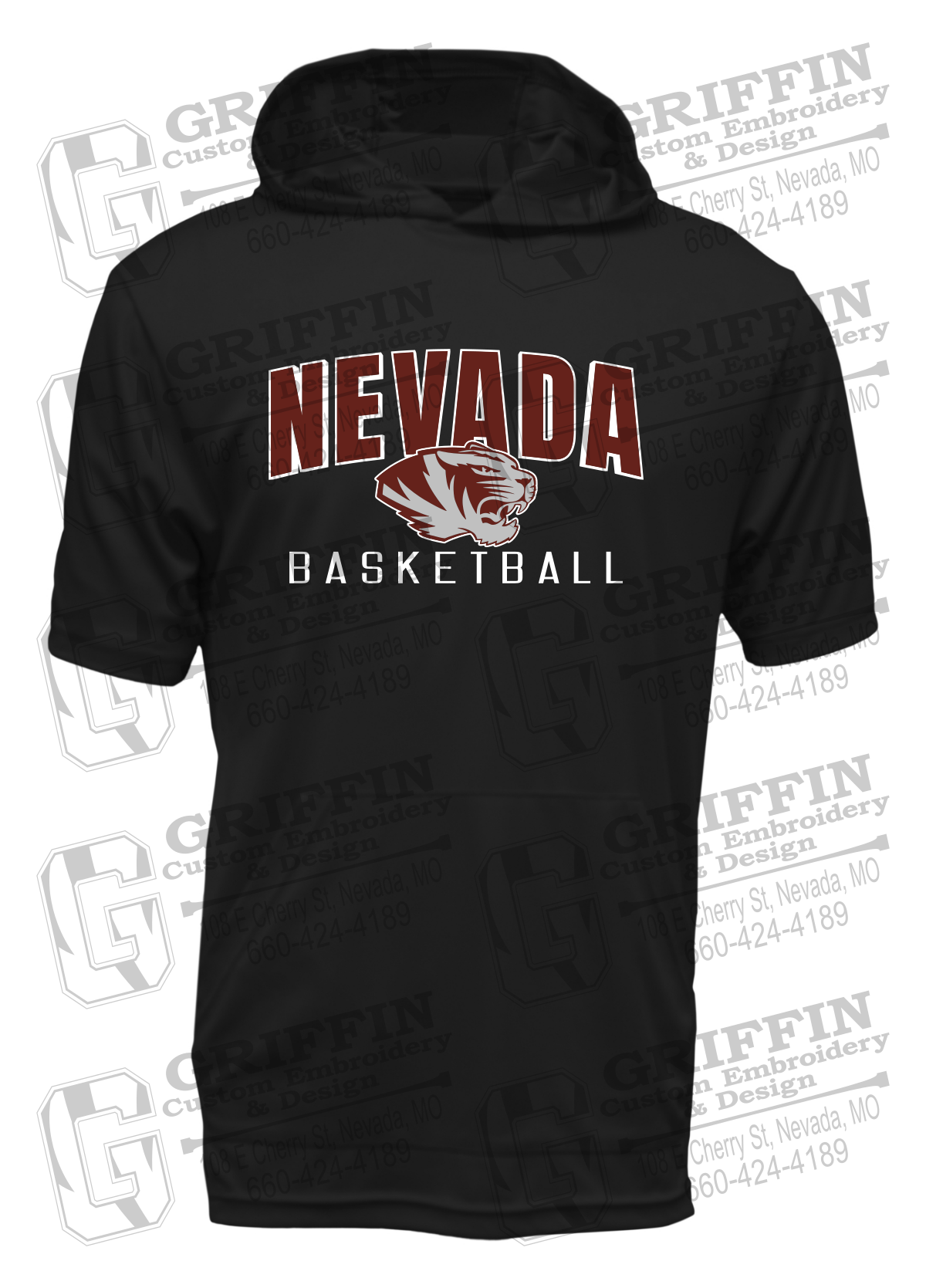 Dry-Fit Short Sleeve T-Shirt Hoodie - Basketball - Nevada Tigers 25-T