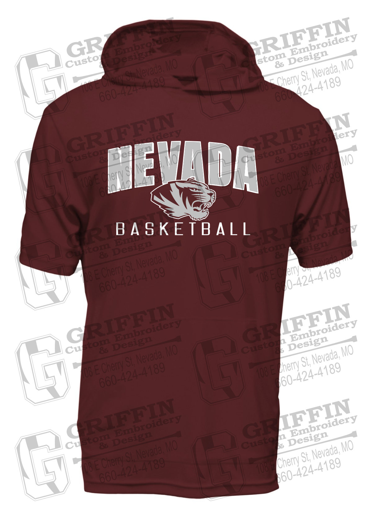 Dry-Fit Short Sleeve T-Shirt Hoodie - Basketball - Nevada Tigers 25-T