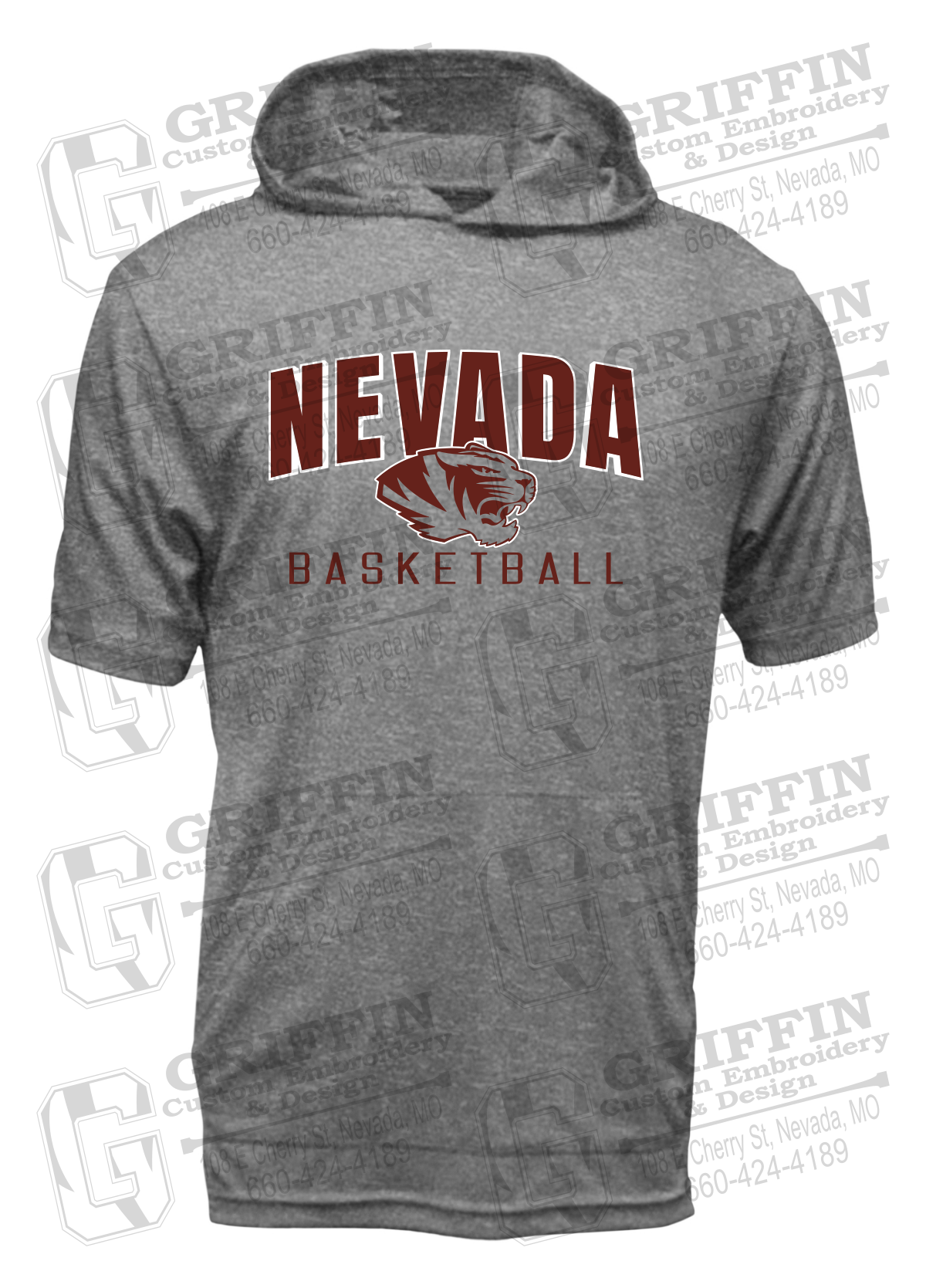 Dry-Fit Short Sleeve T-Shirt Hoodie - Basketball - Nevada Tigers 25-T