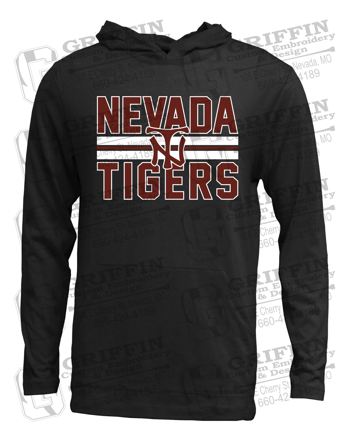 Soft-Tek T-Shirt Hoodie - Baseball - Nevada Tigers 25-U