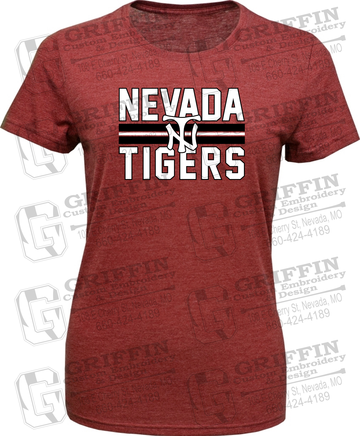 Womens Tri-Blend T-Shirt - Softball - Nevada Tigers 25-U