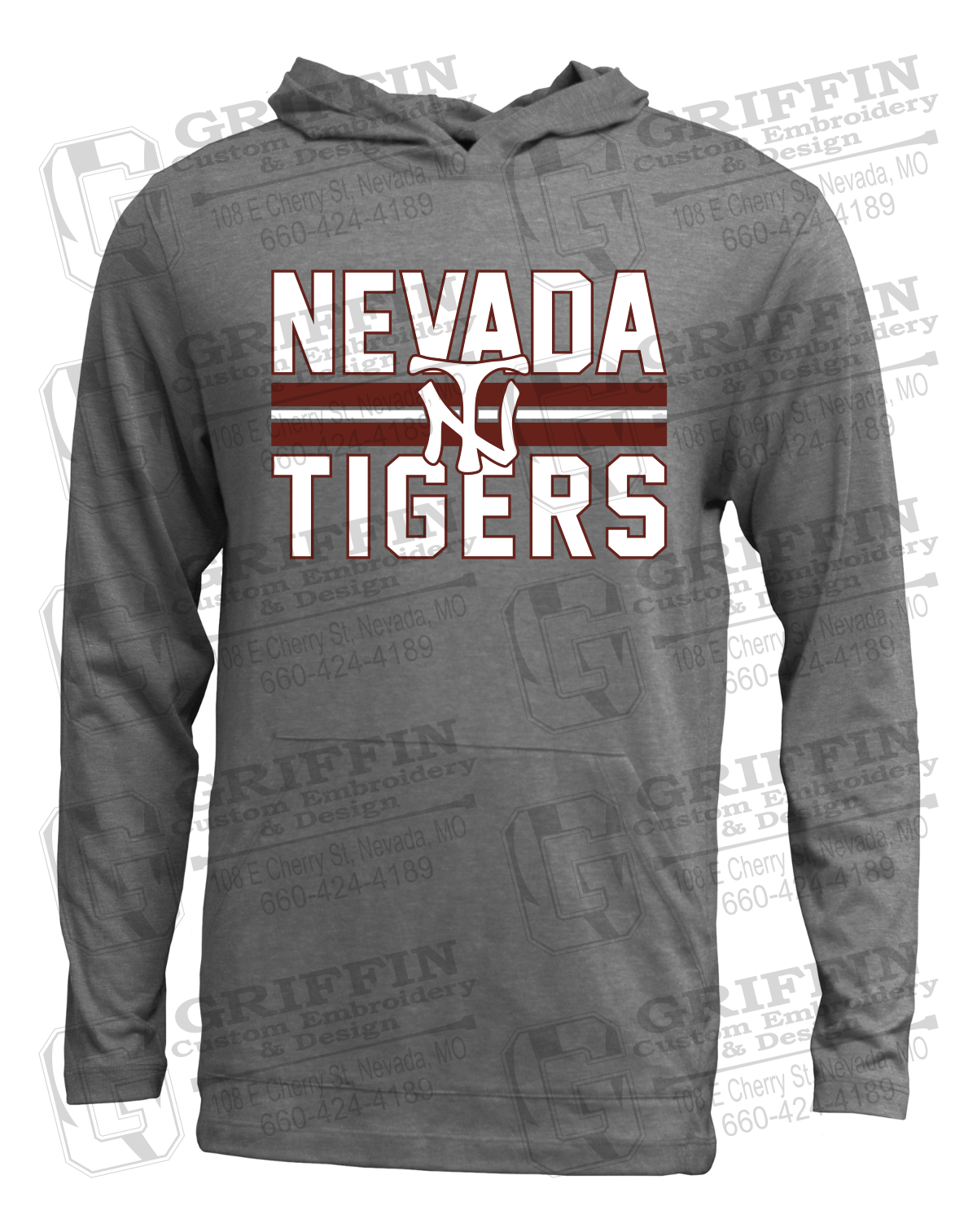 Soft-Tek T-Shirt Hoodie - Baseball - Nevada Tigers 25-U