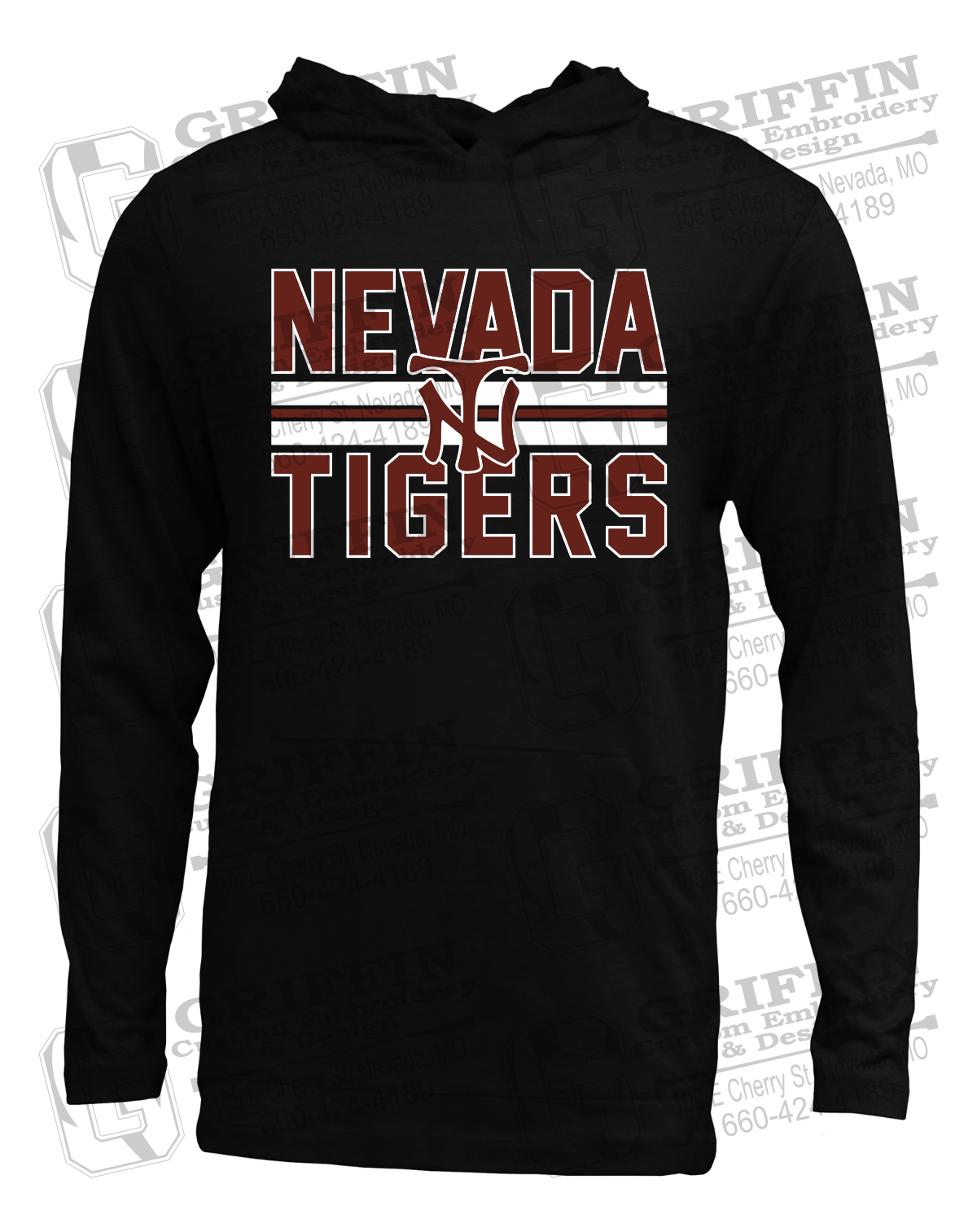 Soft-Tek T-Shirt Hoodie - Baseball - Nevada Tigers 25-U