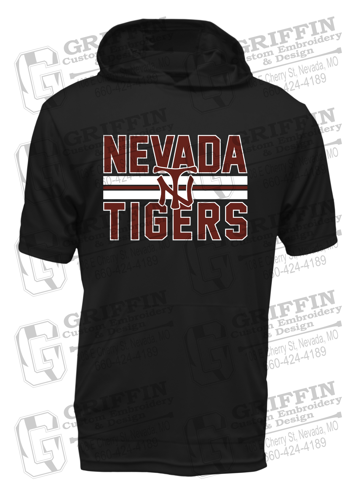 Dry-Fit Short Sleeve T-Shirt Hoodie - Baseball - Nevada Tigers 25-U