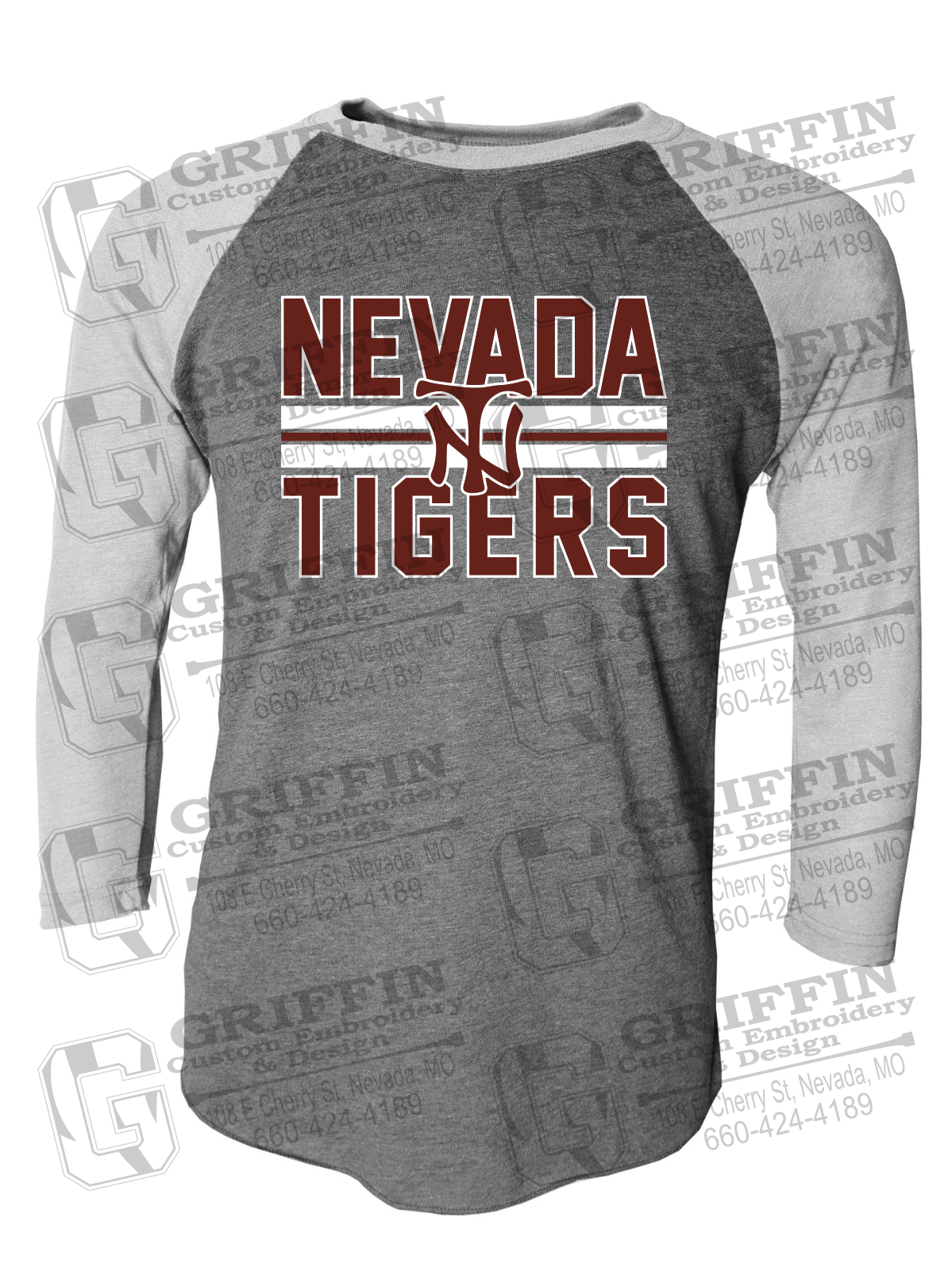 Tri-Blend Raglan Sleeve T-Shirt - Baseball - Nevada Tigers 25-U