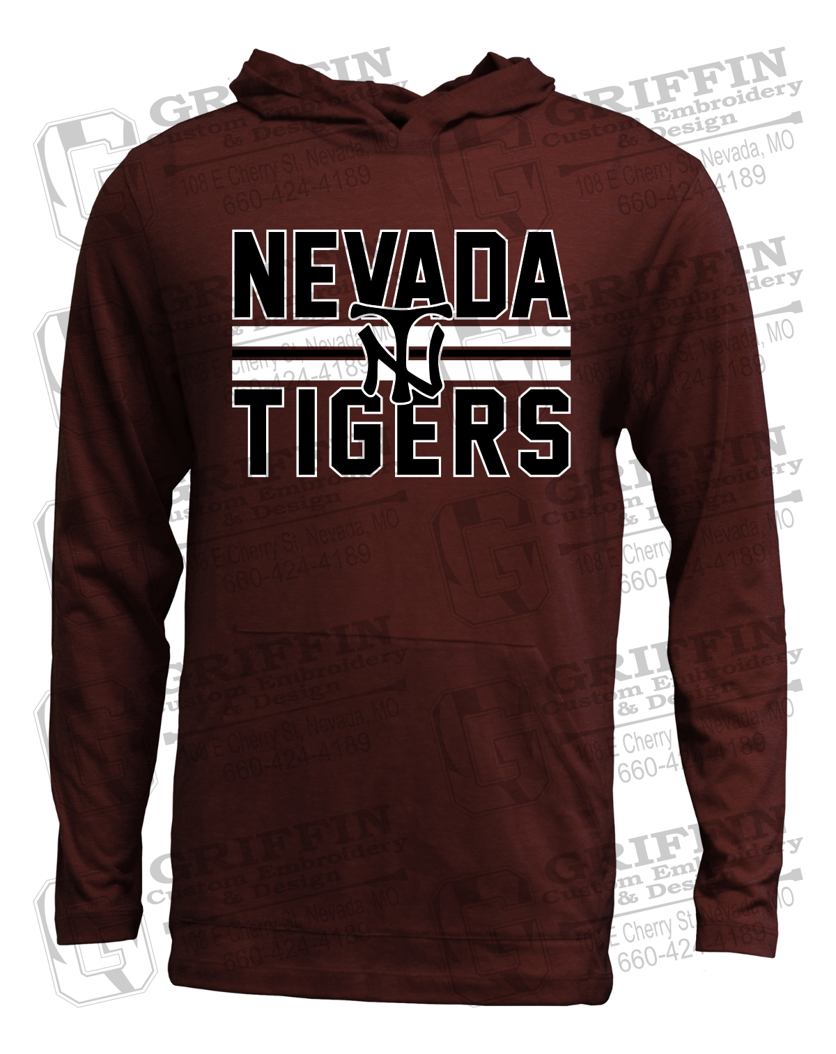 Soft-Tek T-Shirt Hoodie - Baseball - Nevada Tigers 25-U