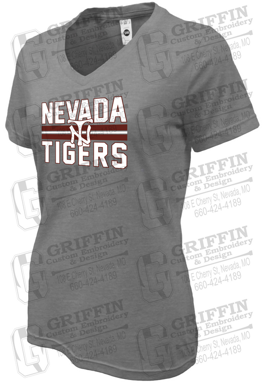 Womens Soft-Tek V-Neck T-Shirt - Softball - Nevada Tigers 25-U