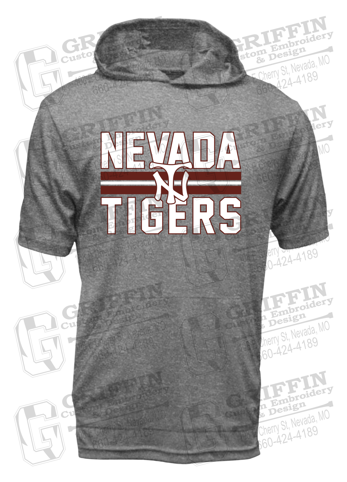 Dry-Fit Short Sleeve T-Shirt Hoodie - Baseball - Nevada Tigers 25-U