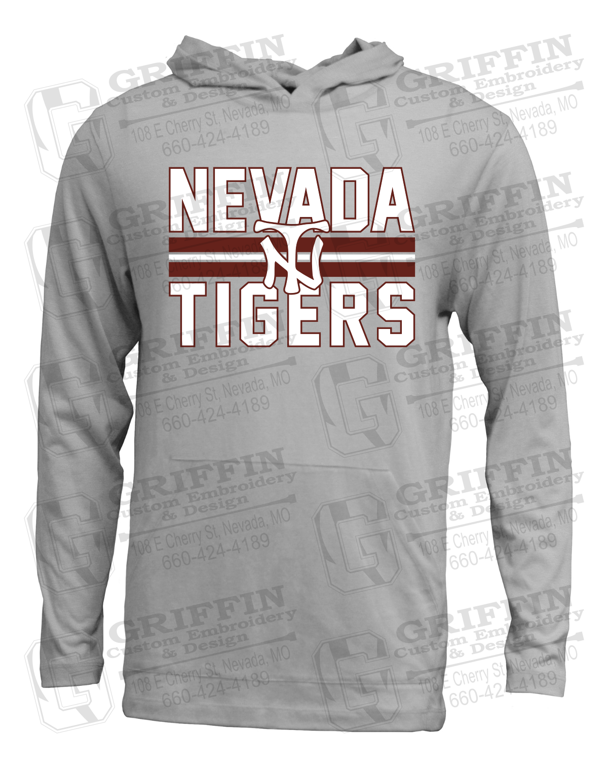 Soft-Tek T-Shirt Hoodie - Baseball - Nevada Tigers 25-U