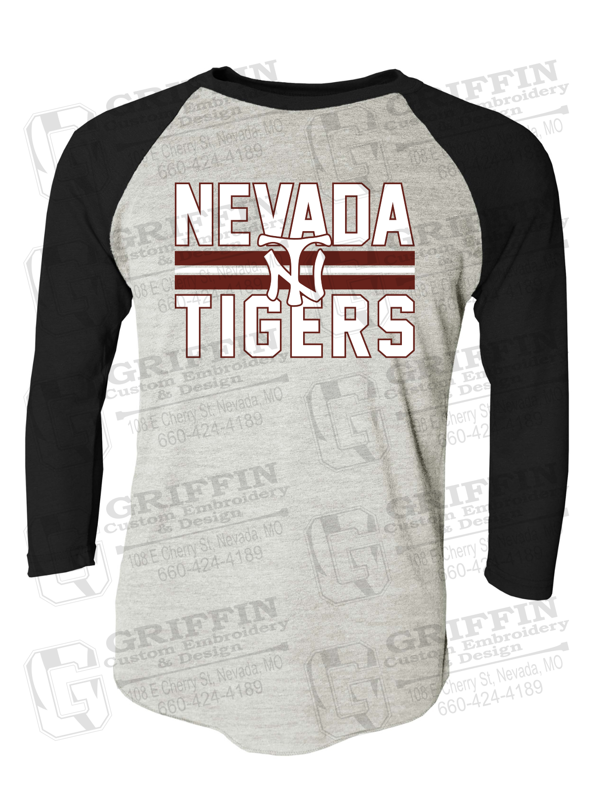 Tri-Blend Raglan Sleeve T-Shirt - Baseball - Nevada Tigers 25-U