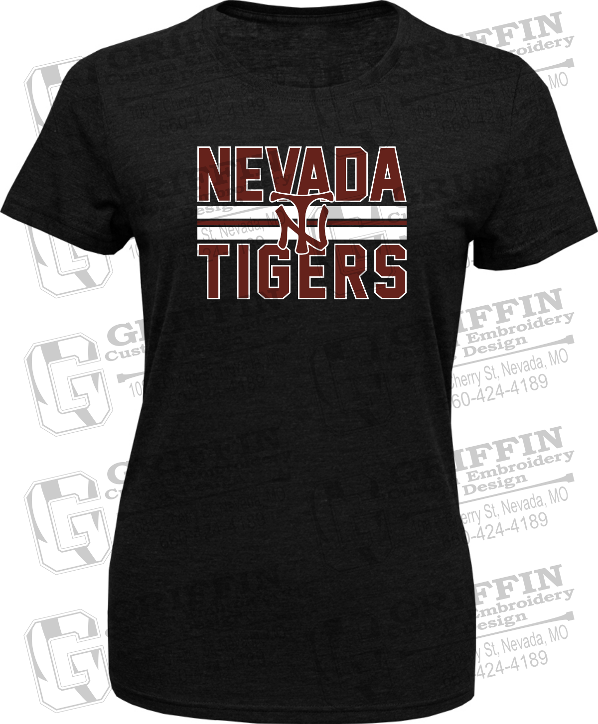 Womens Tri-Blend T-Shirt - Softball - Nevada Tigers 25-U