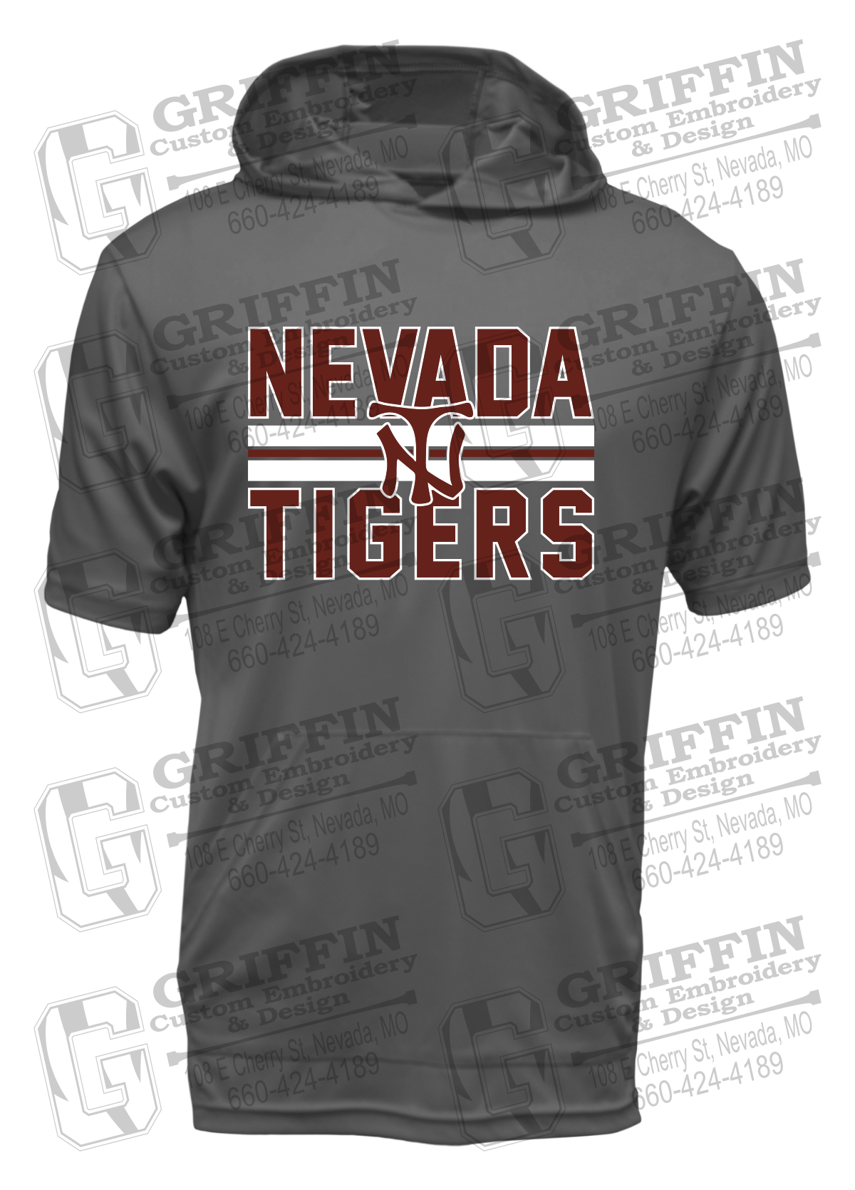 Dry-Fit Short Sleeve T-Shirt Hoodie - Baseball - Nevada Tigers 25-U