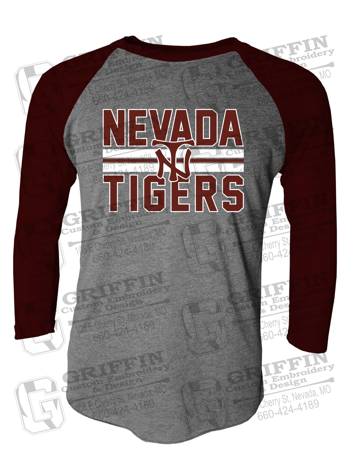 Tri-Blend Raglan Sleeve T-Shirt - Baseball - Nevada Tigers 25-U