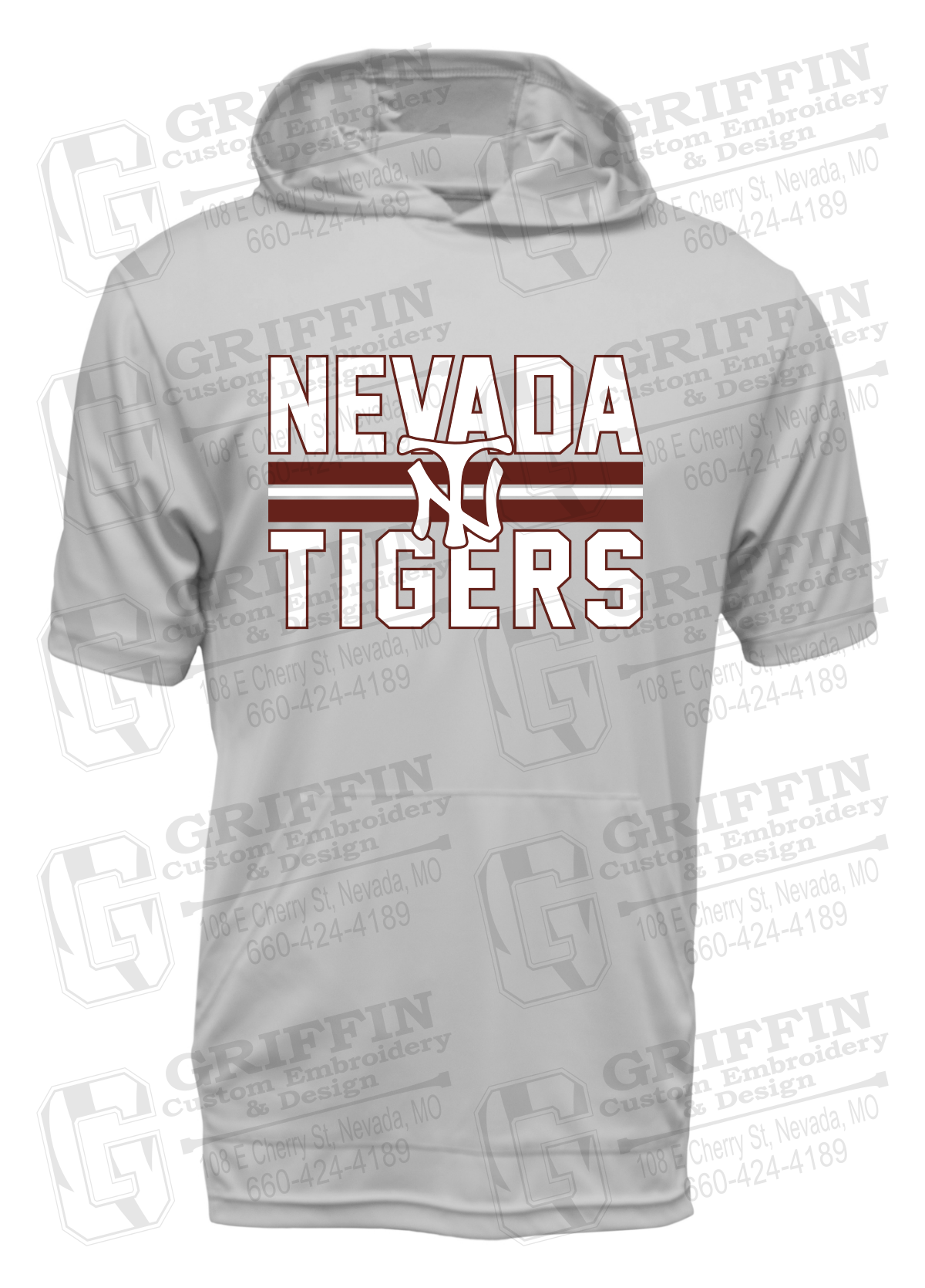 Dry-Fit Short Sleeve T-Shirt Hoodie - Baseball - Nevada Tigers 25-U