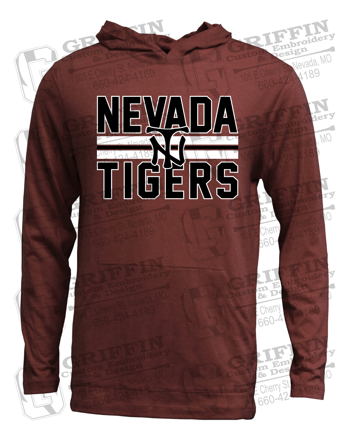 Soft-Tek T-Shirt Hoodie - Baseball - Nevada Tigers 25-U