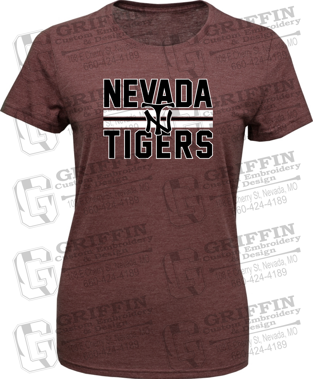 Womens Tri-Blend T-Shirt - Softball - Nevada Tigers 25-U