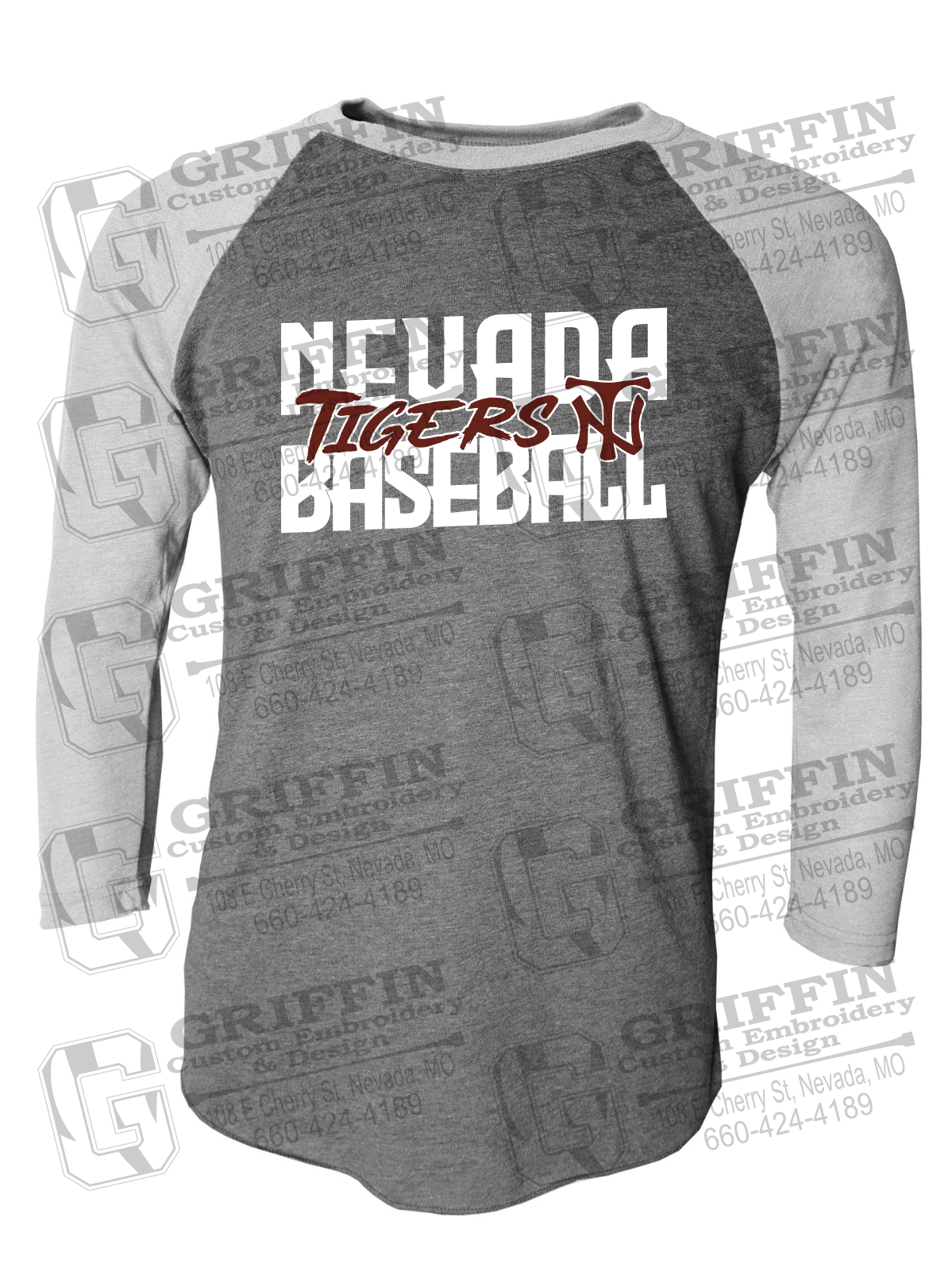 Tri-Blend Raglan Sleeve T-Shirt - Baseball - Nevada Tigers 25-V