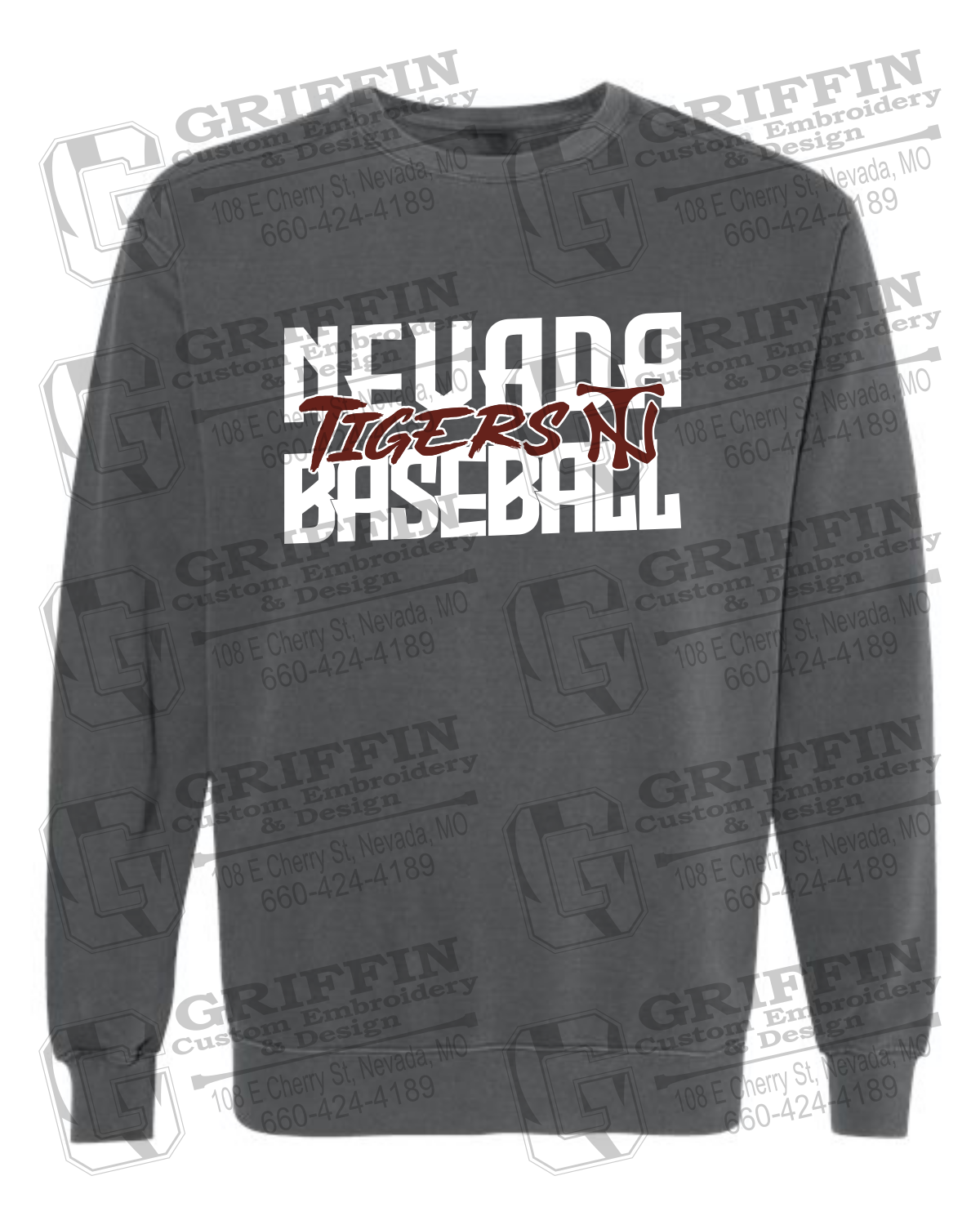 Comfort Colors Crewneck Sweatshirt - Baseball - Nevada Tigers 25-V