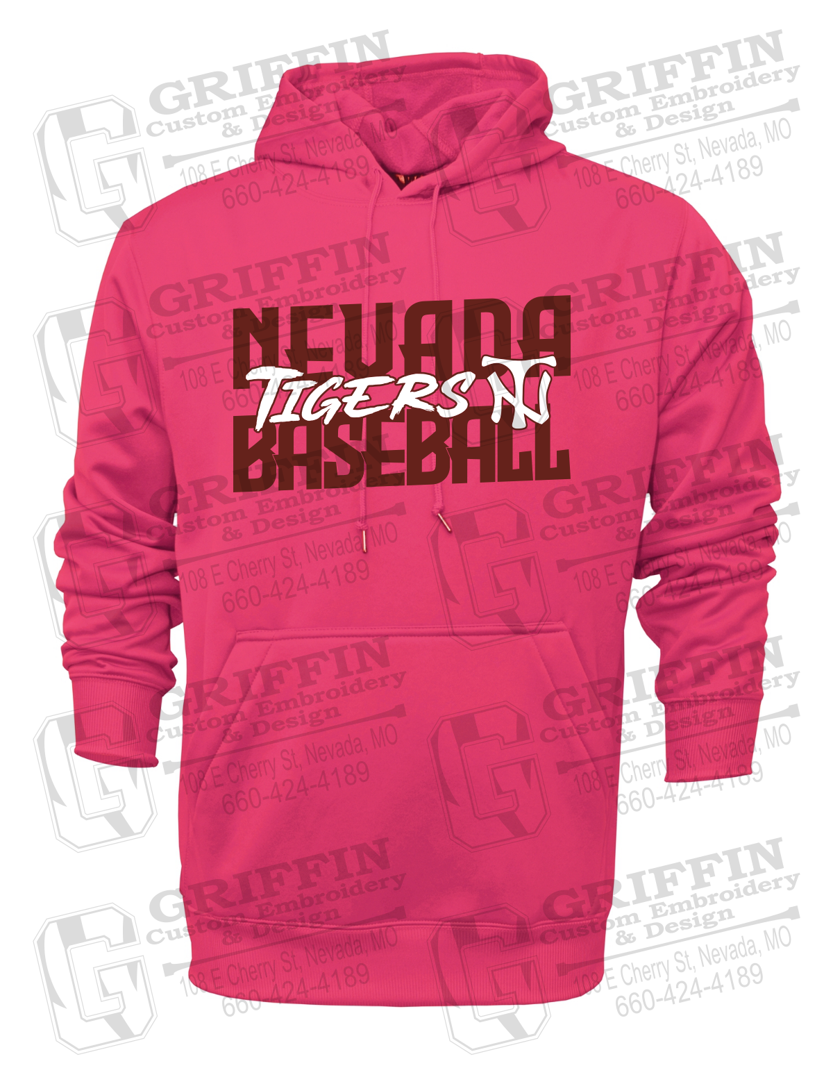 Performance Fleece Hoodie - Baseball - Nevada Tigers 25-V