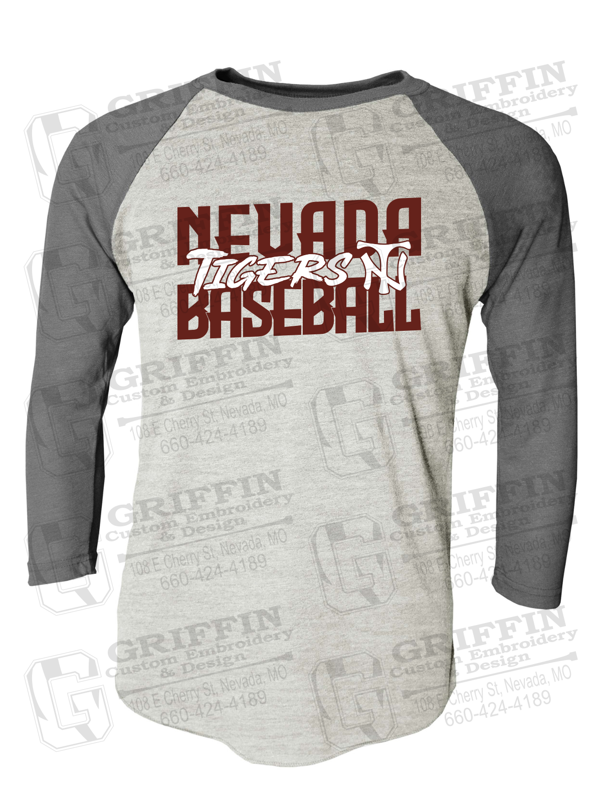 Tri-Blend Raglan Sleeve T-Shirt - Baseball - Nevada Tigers 25-V