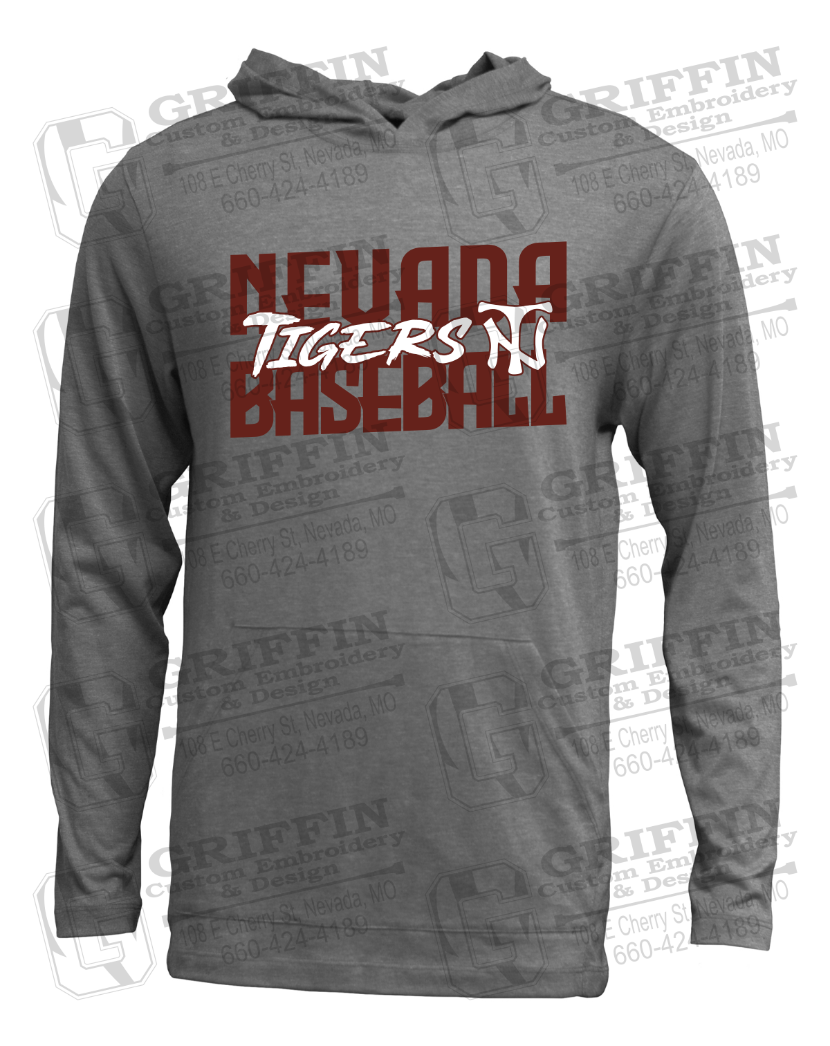 Soft-Tek T-Shirt Hoodie - Baseball - Nevada Tigers 25-V