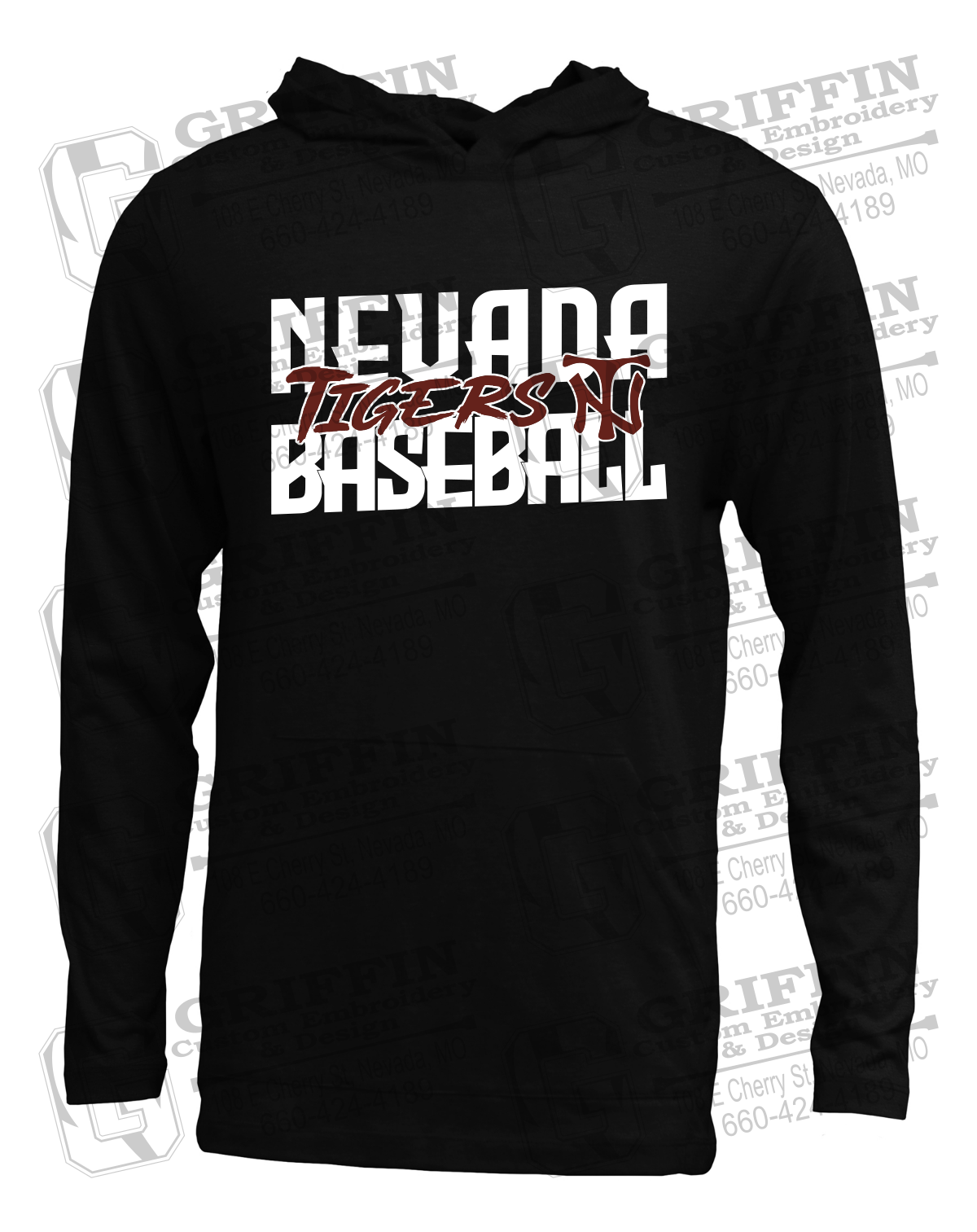 Soft-Tek T-Shirt Hoodie - Baseball - Nevada Tigers 25-V