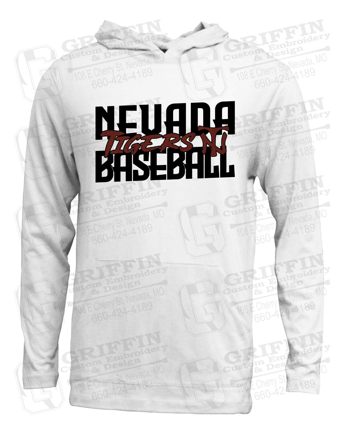 Soft-Tek T-Shirt Hoodie - Baseball - Nevada Tigers 25-V