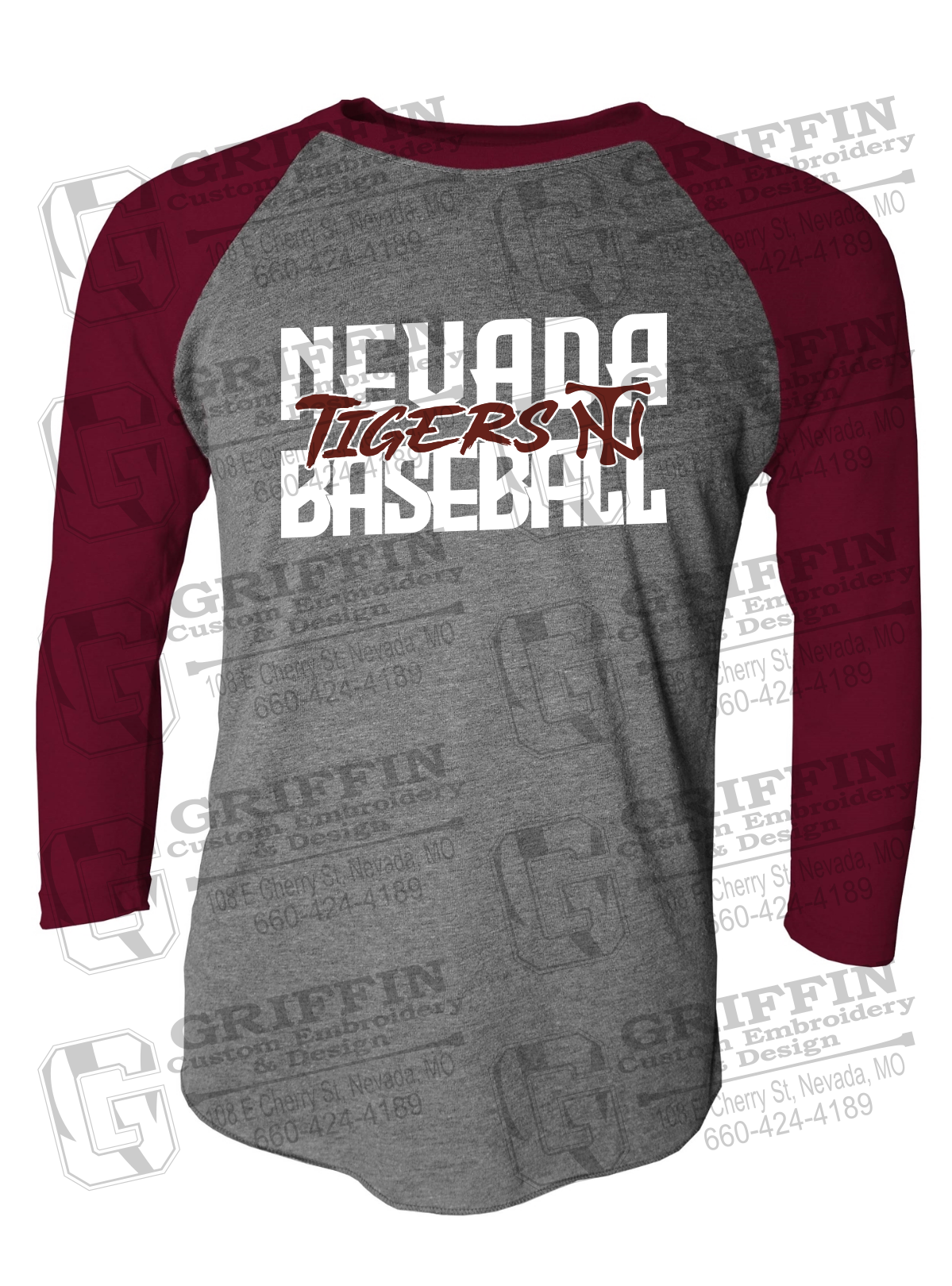 Tri-Blend Raglan Sleeve T-Shirt - Baseball - Nevada Tigers 25-V