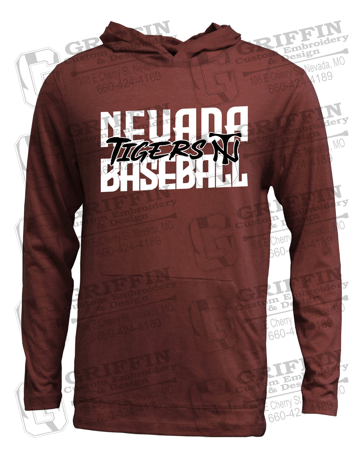 Soft-Tek T-Shirt Hoodie - Baseball - Nevada Tigers 25-V