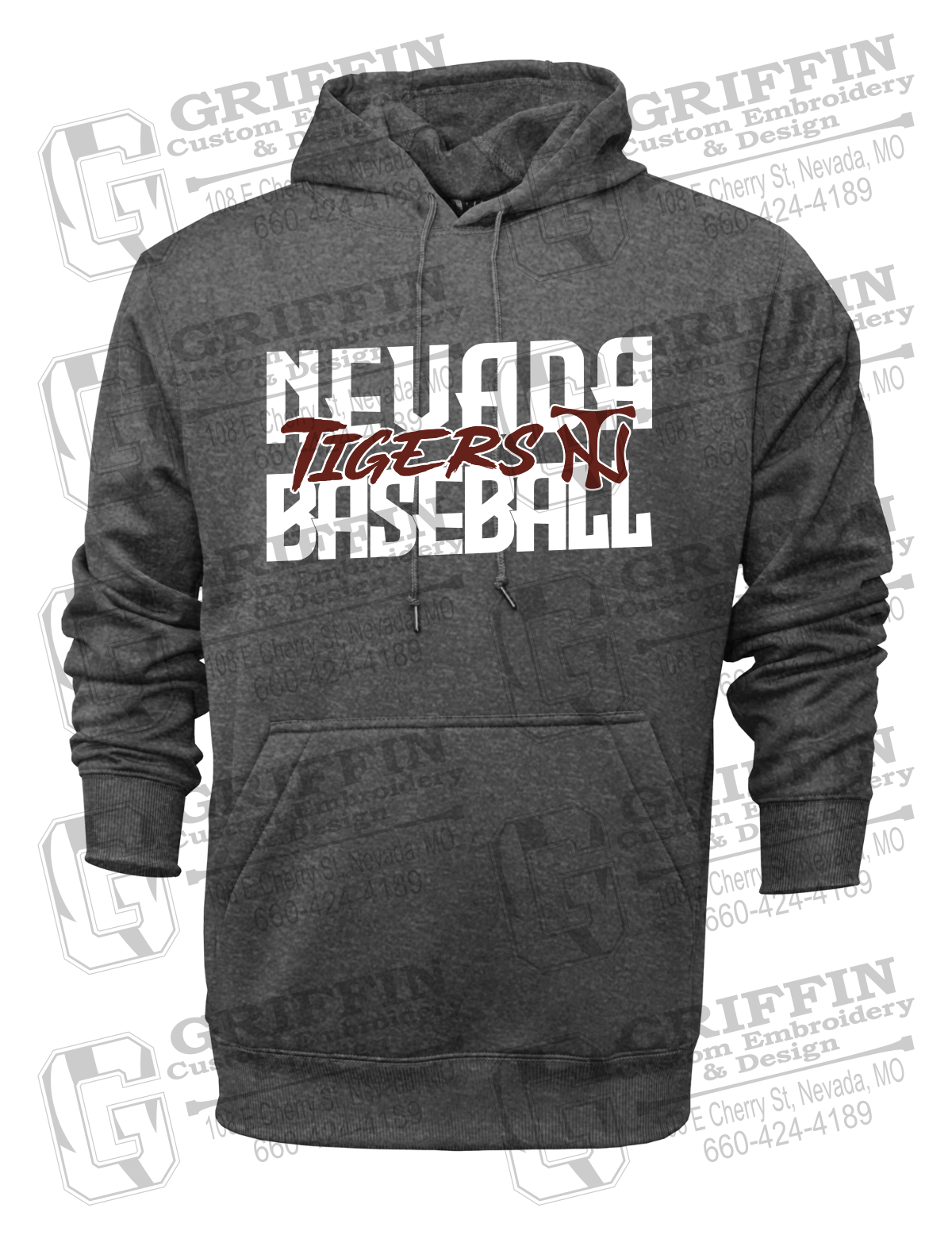 Performance Fleece Hoodie - Baseball - Nevada Tigers 25-V