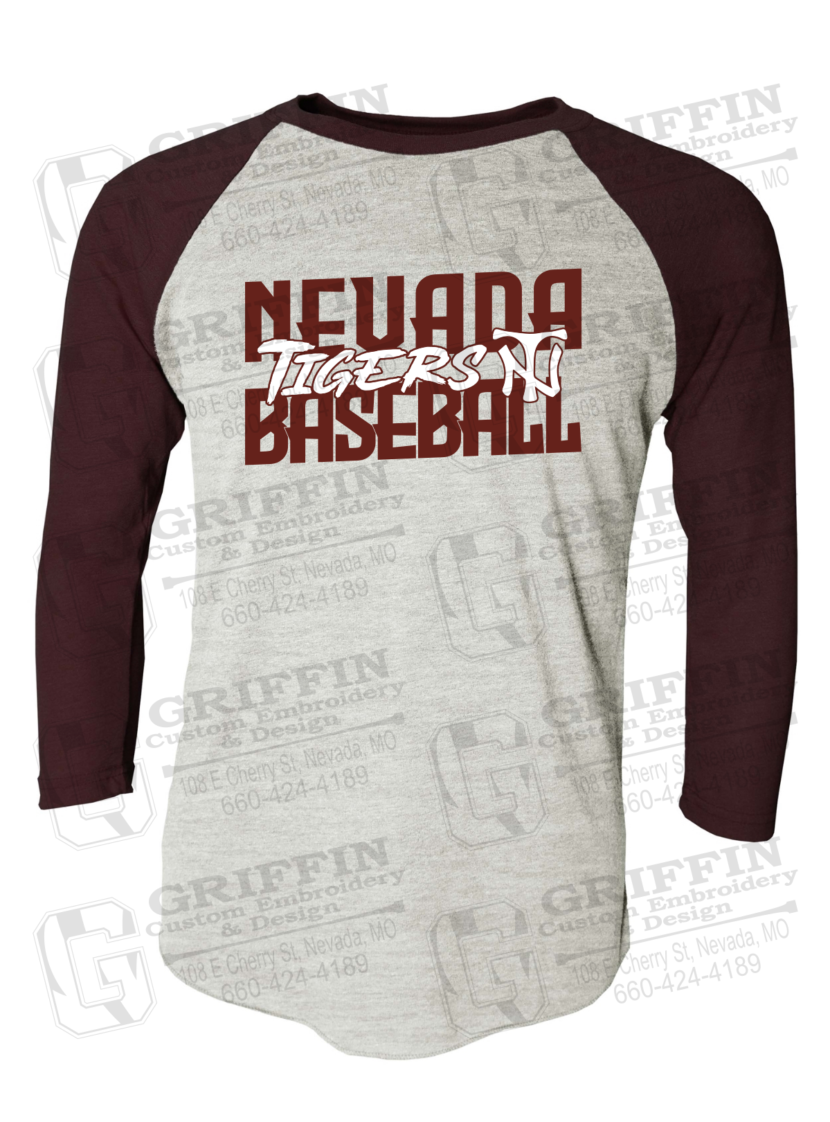 Tri-Blend Raglan Sleeve T-Shirt - Baseball - Nevada Tigers 25-V