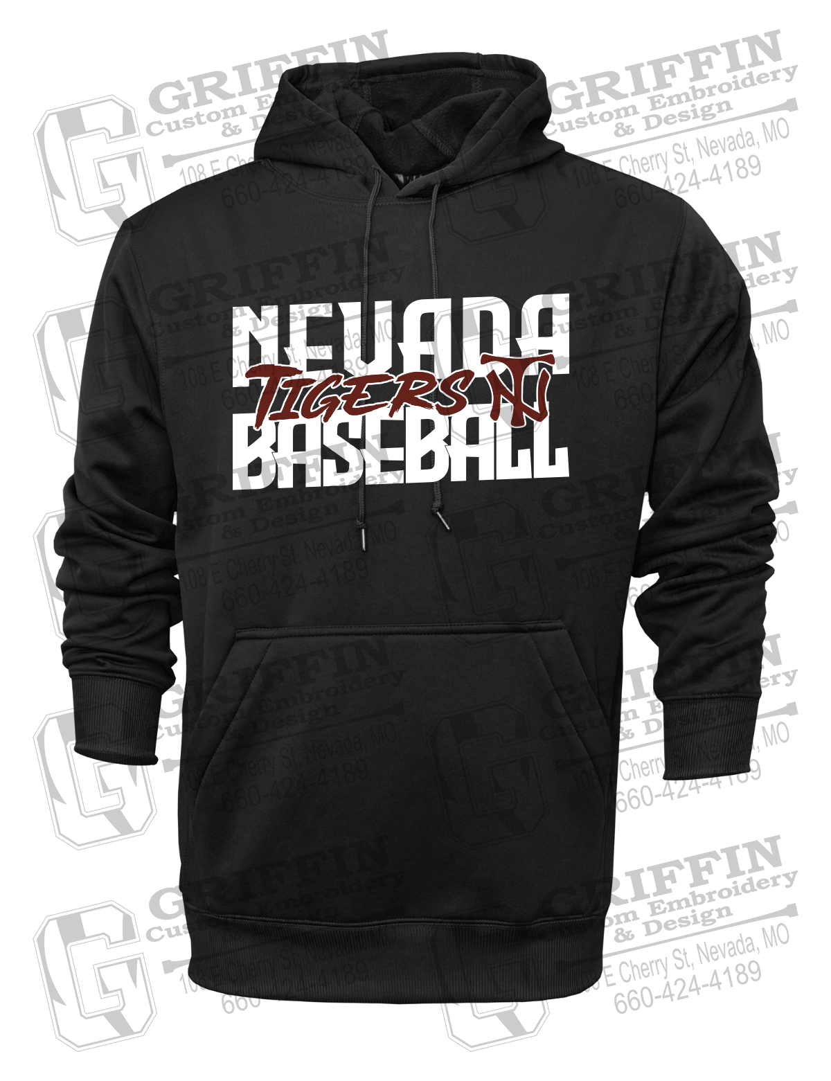 Performance Fleece Hoodie - Baseball - Nevada Tigers 25-V