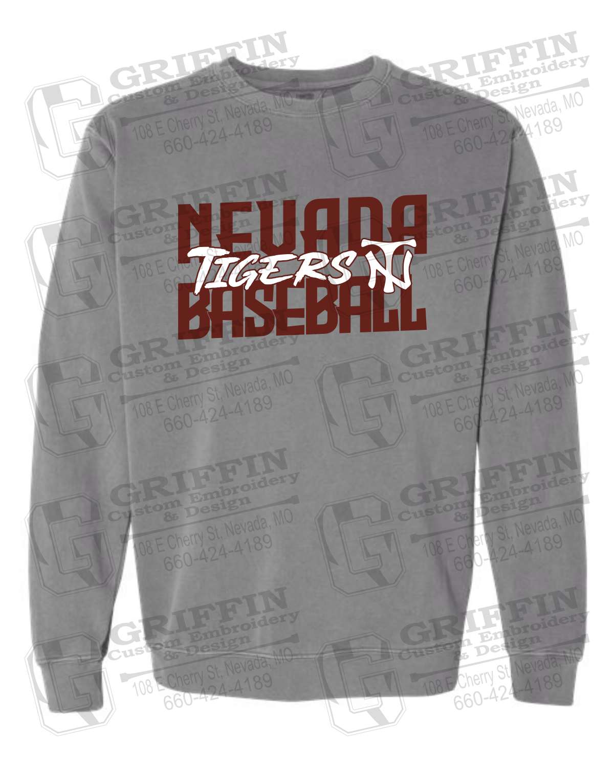 Comfort Colors Crewneck Sweatshirt - Baseball - Nevada Tigers 25-V