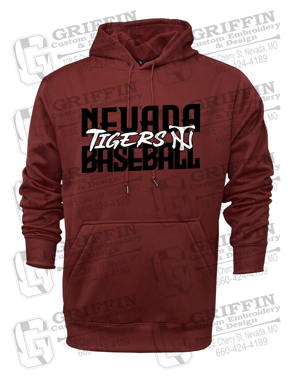 Performance Fleece Hoodie - Baseball - Nevada Tigers 25-V