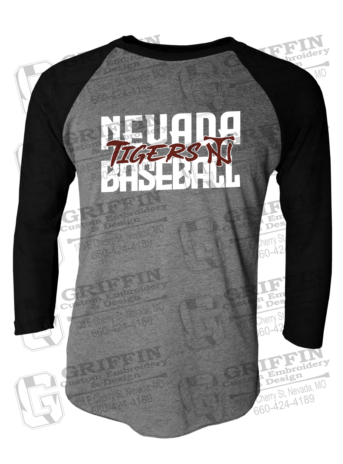 Tri-Blend Raglan Sleeve T-Shirt - Baseball - Nevada Tigers 25-V